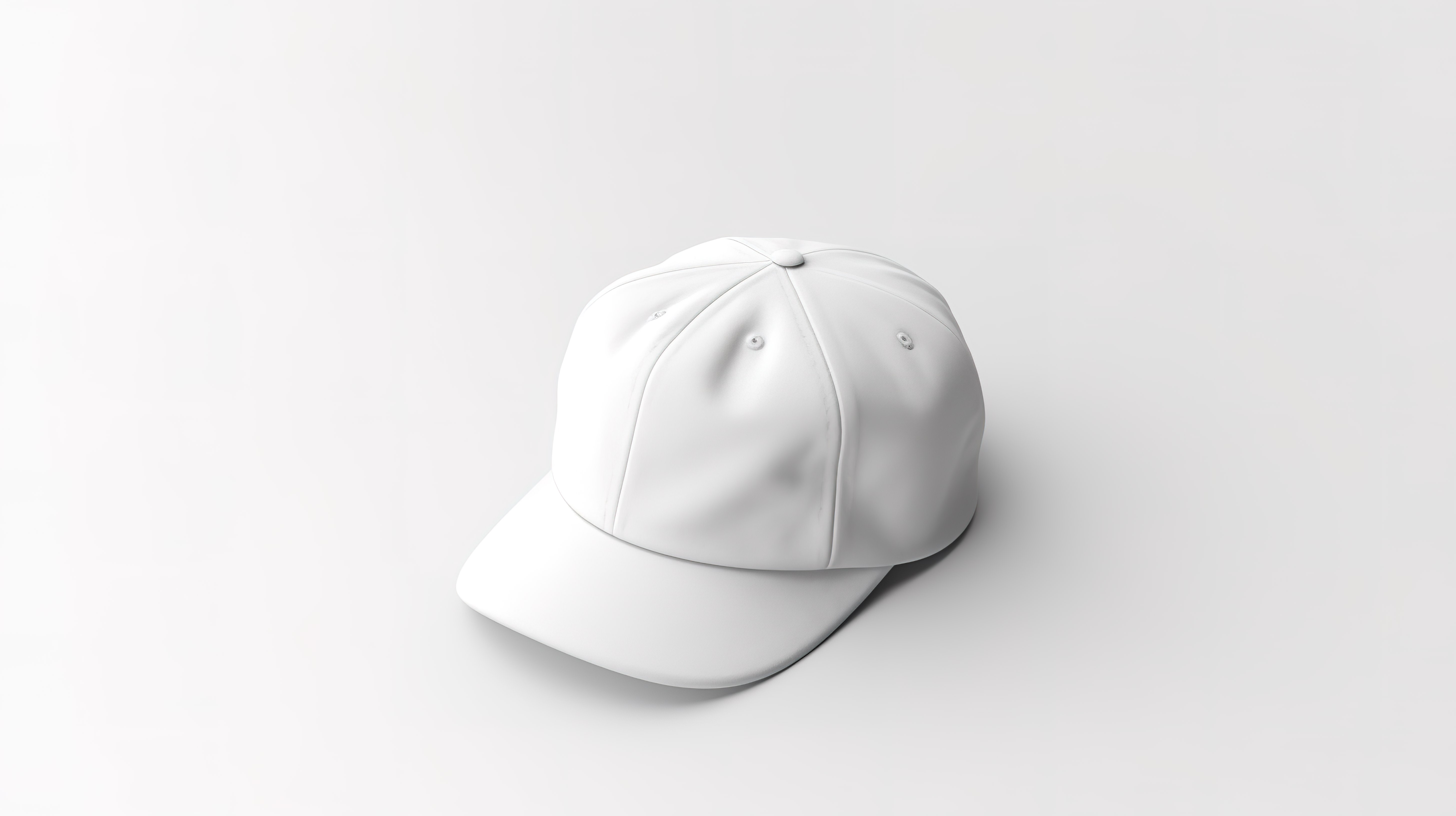 空白白色背景上白色制服帽或帽子样机的 3D 渲染图片