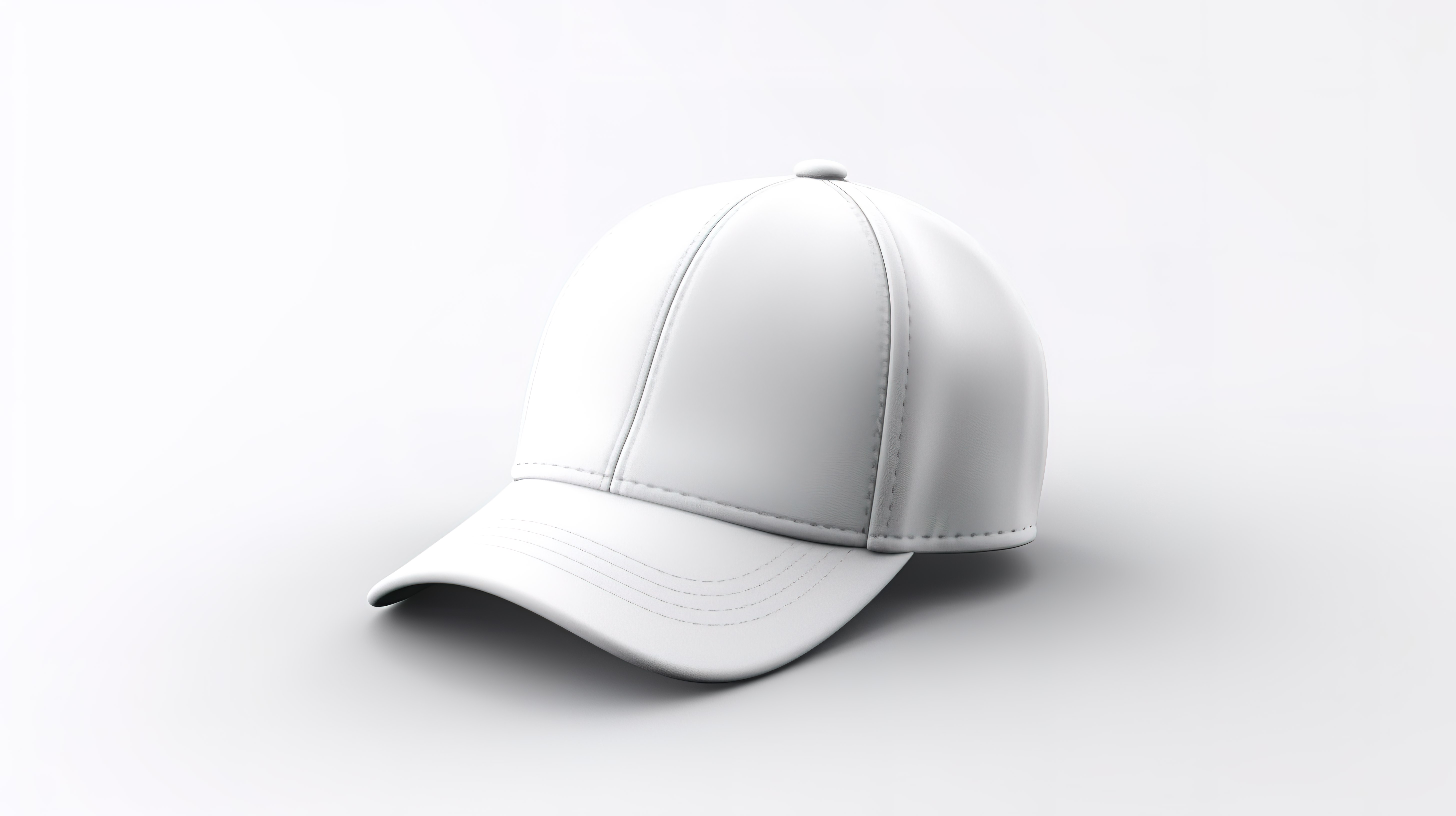 白色背景上空白白帽或帽子样机的 3D 渲染图片
