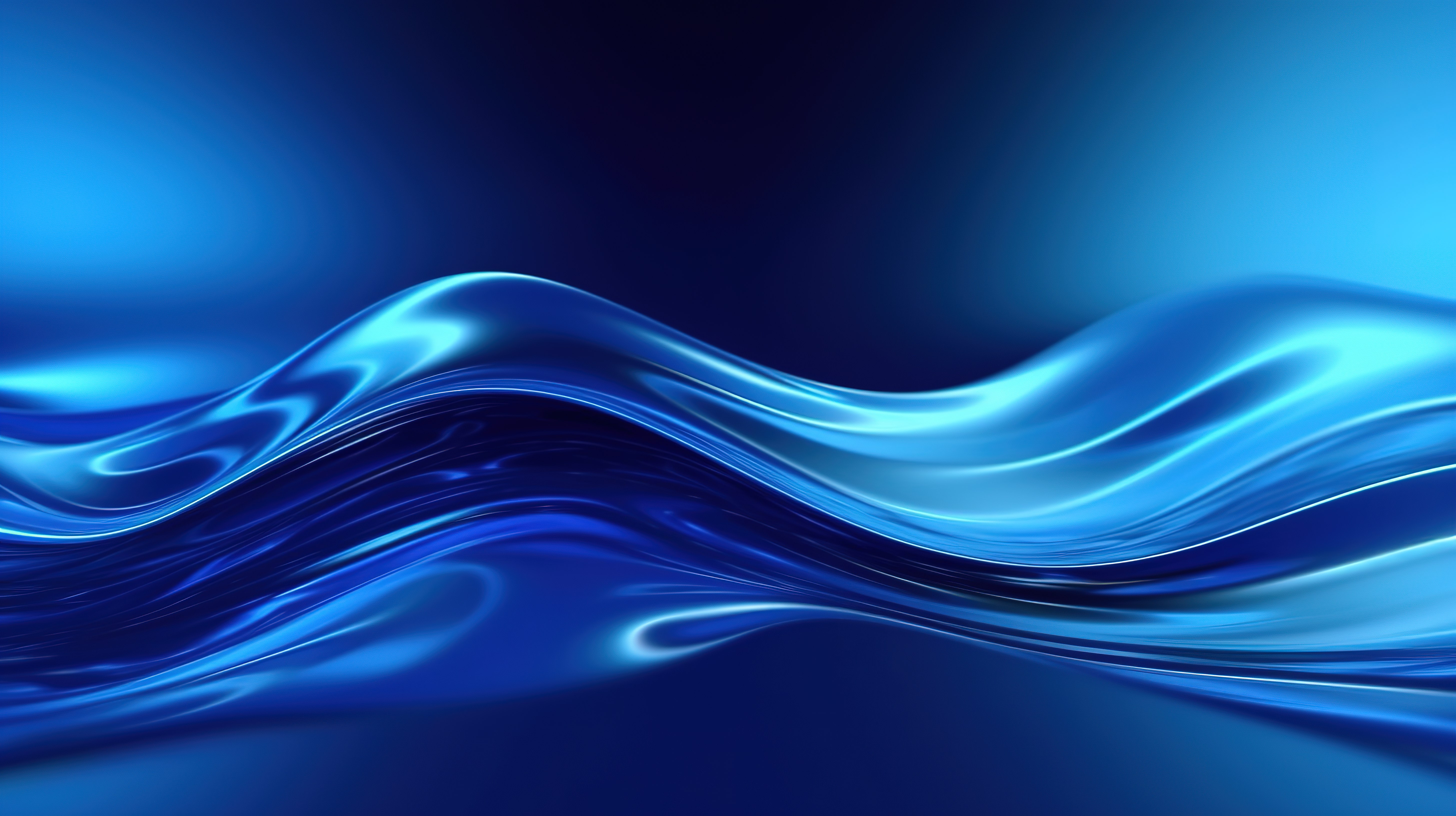 抽象背景上反射蓝色波浪的 3d 渲染图片