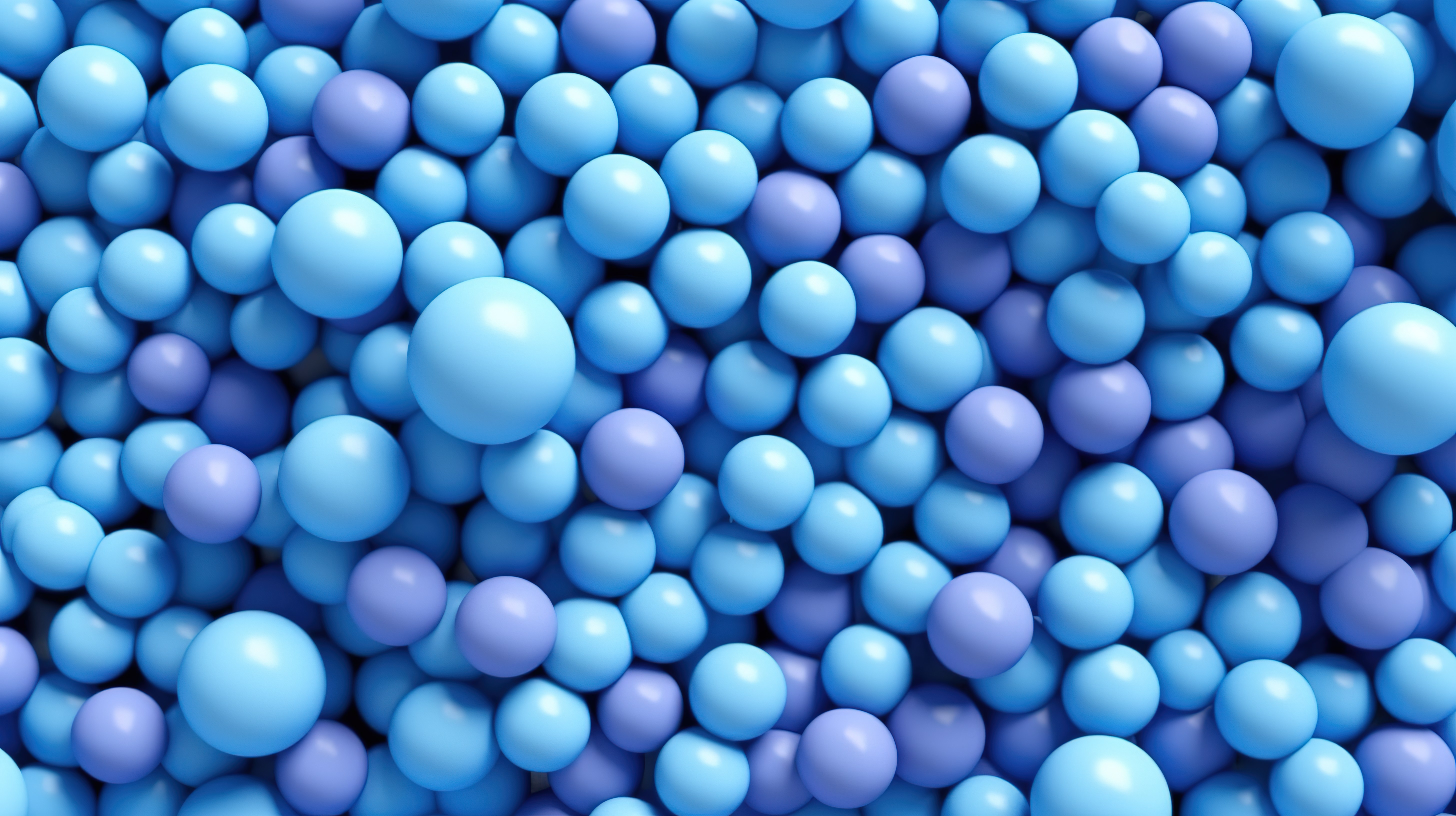 自上而下的 3D 插图，展示了现代几何框架，充满了池中蓝色球体或球的平躺图案图片
