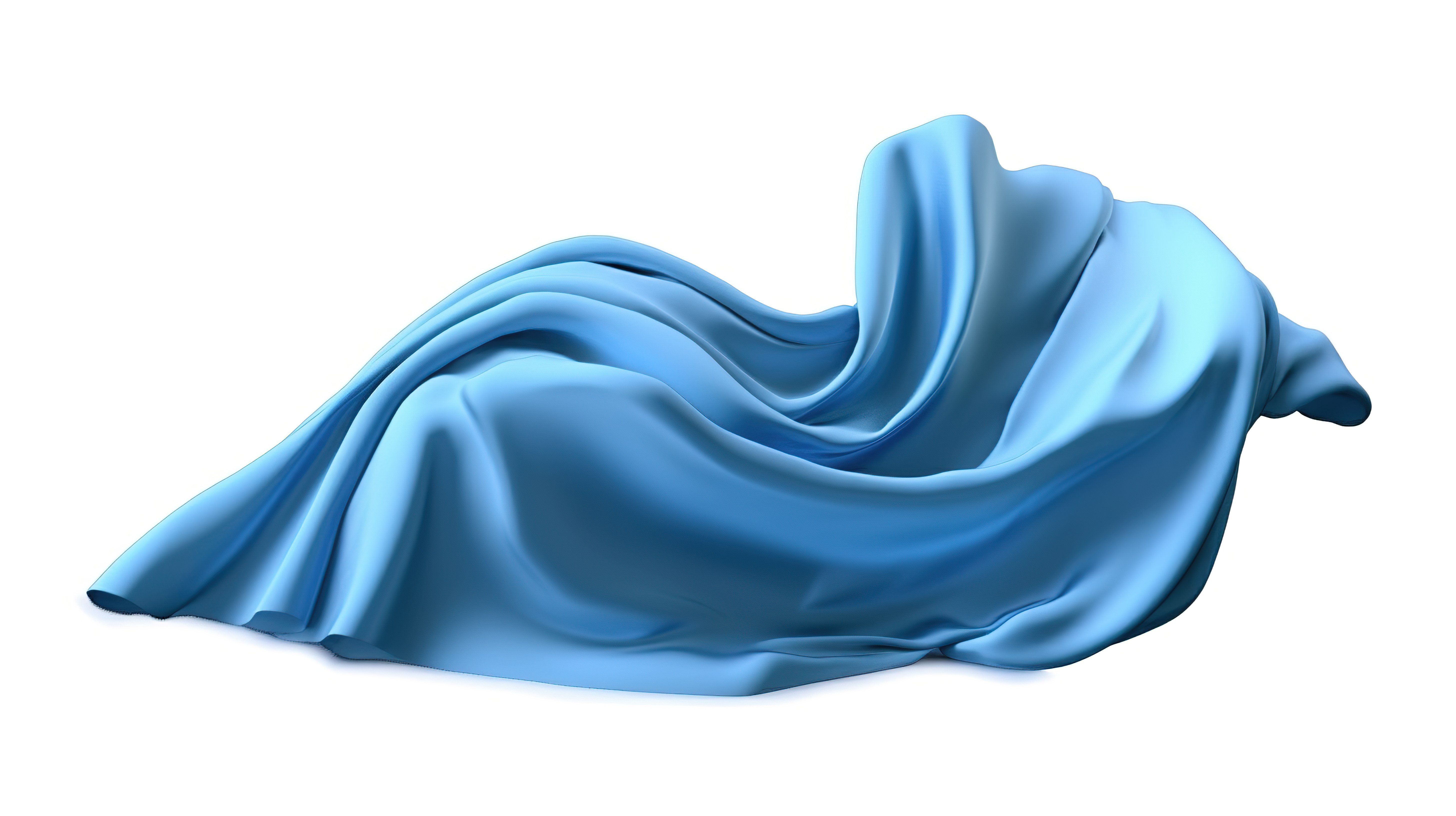 白色背景的 3d 渲染，蓝色布在风中飘扬图片