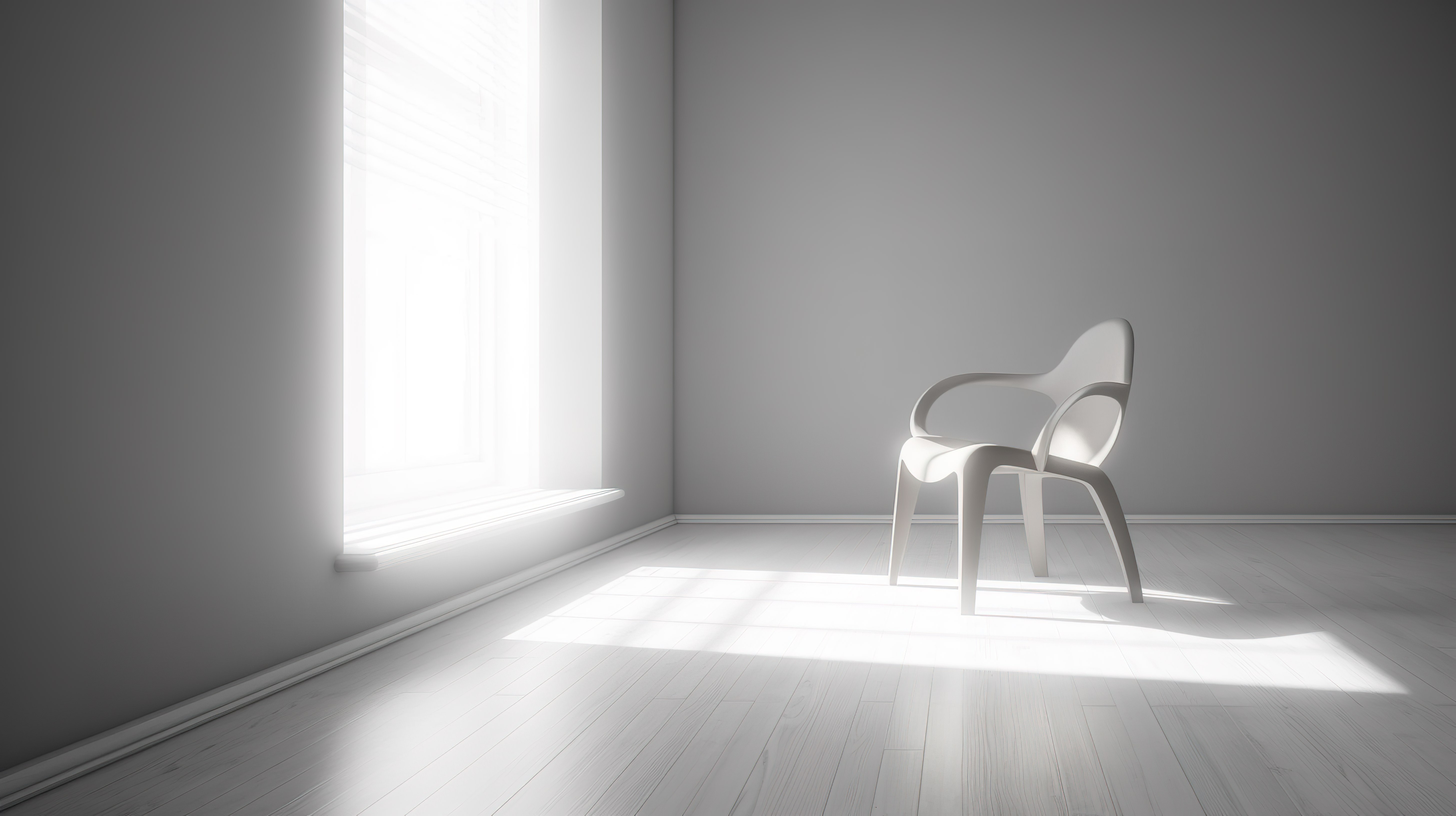 3d 中的孤独是一个抽象的抑郁概念，在空荡荡的室内房间里有一把孤独的椅子图片