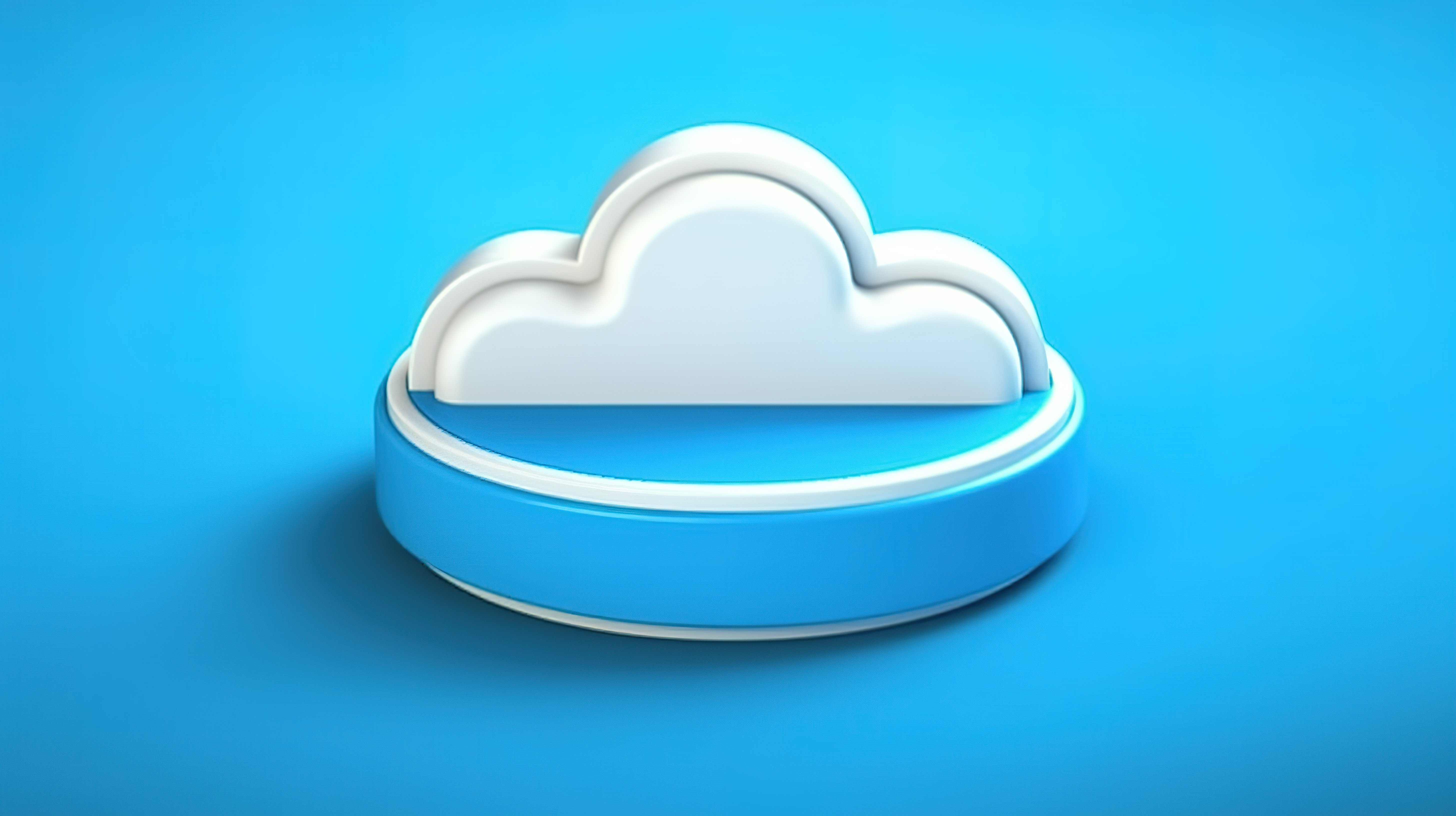 用于备份服务的蓝色背景圆形对话框中包含的云符号的 3D 插图图片