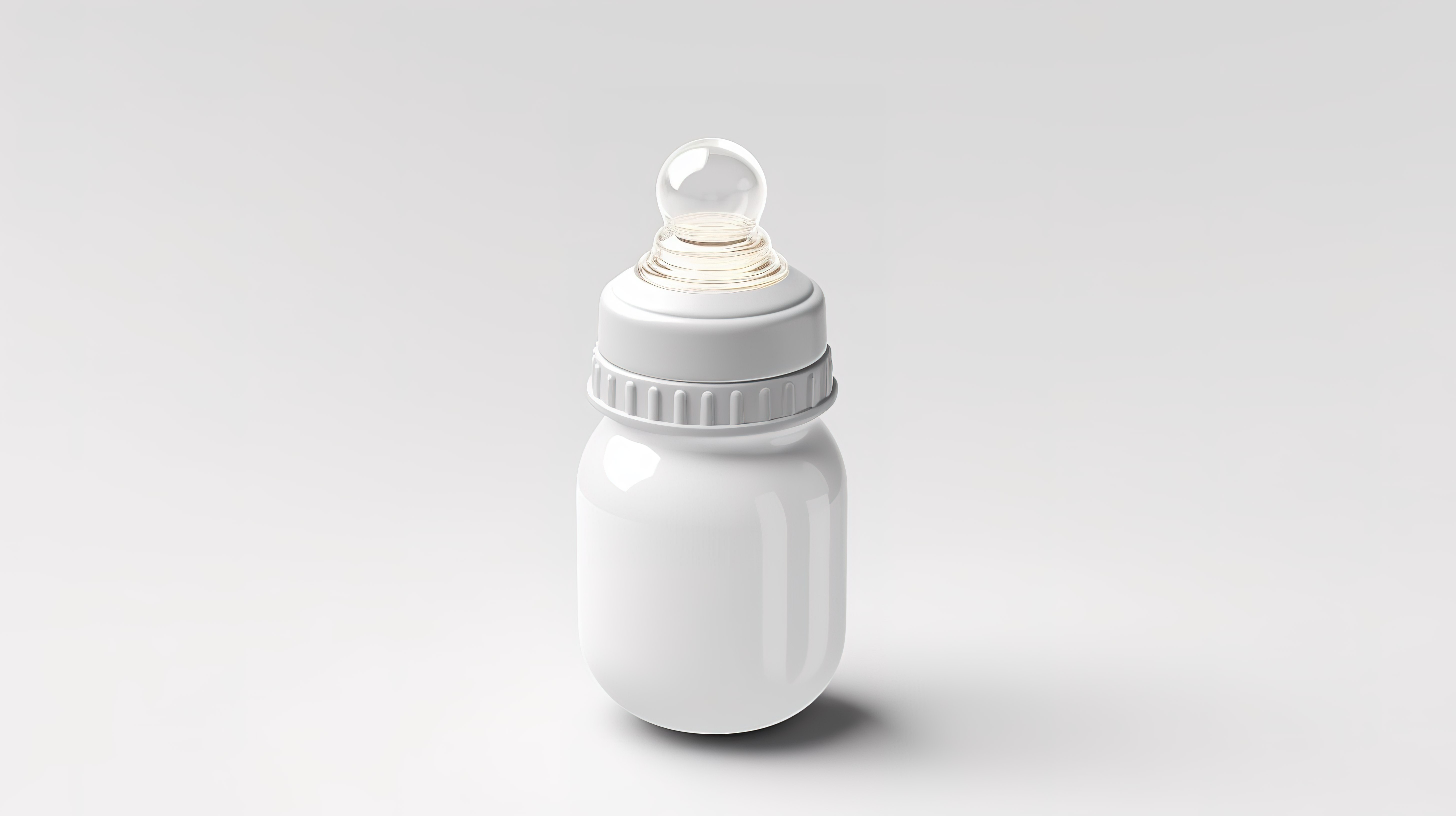3D 渲染的奶嘴和空婴儿奶瓶的白色背景模型图片
