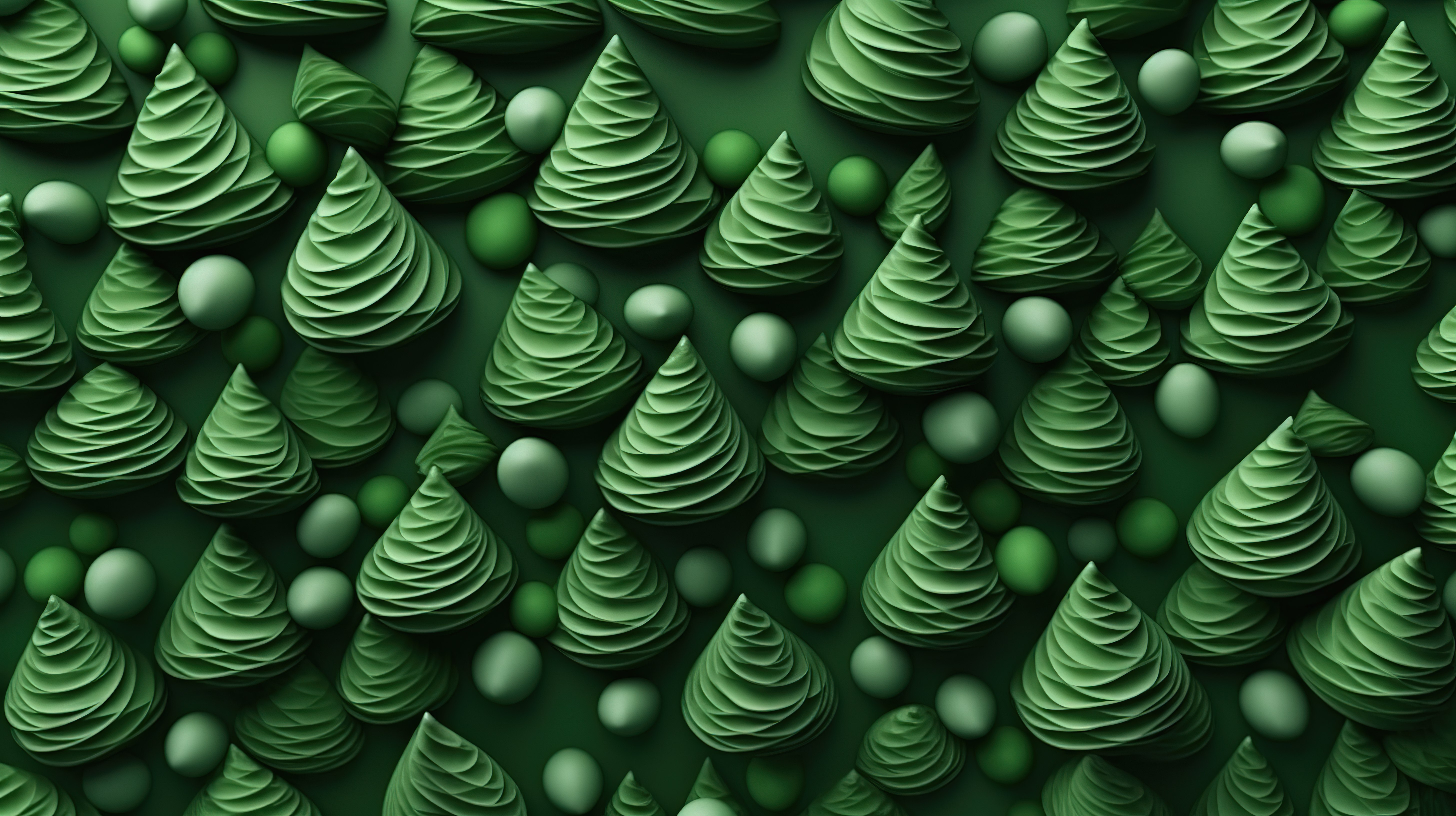 节日产品展示创意设计的圣诞树的顶视图，具有绿色糖果纹理和 3D 背景图片