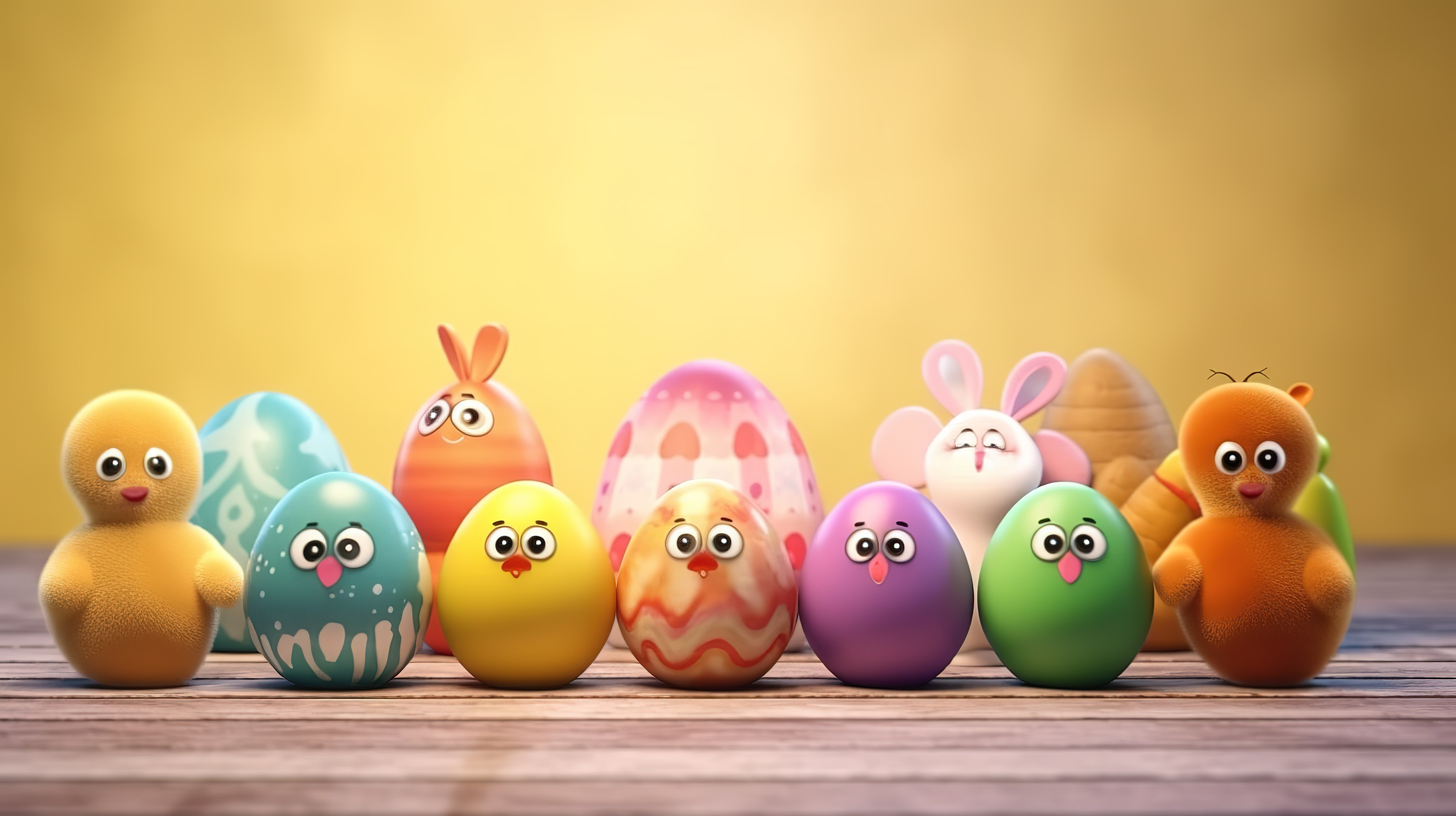可爱的复活节彩蛋插图与 3D 渲染图片