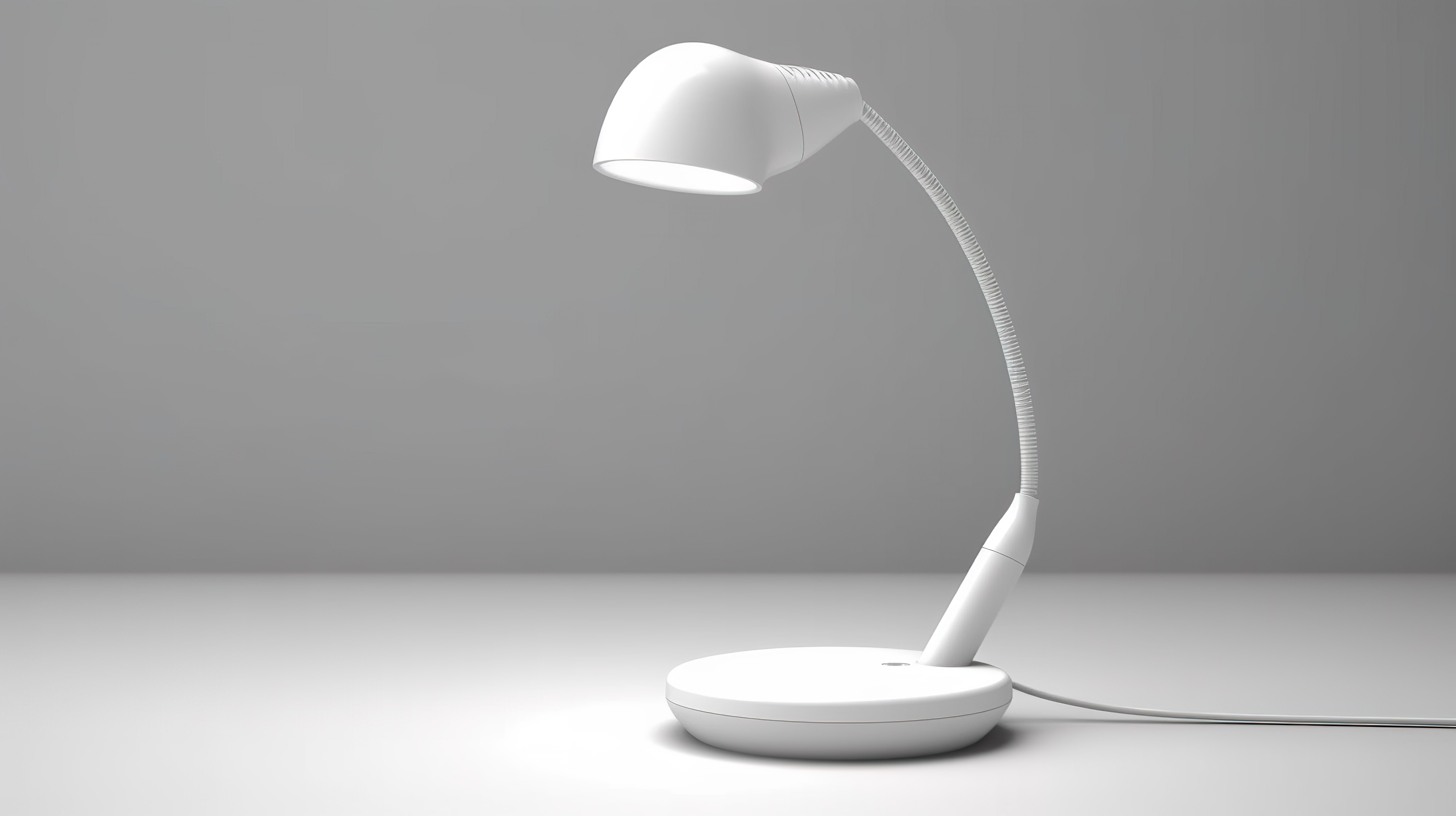 纯白色背景下白色 LED 传感器台灯的照明设计 3D 渲染图片