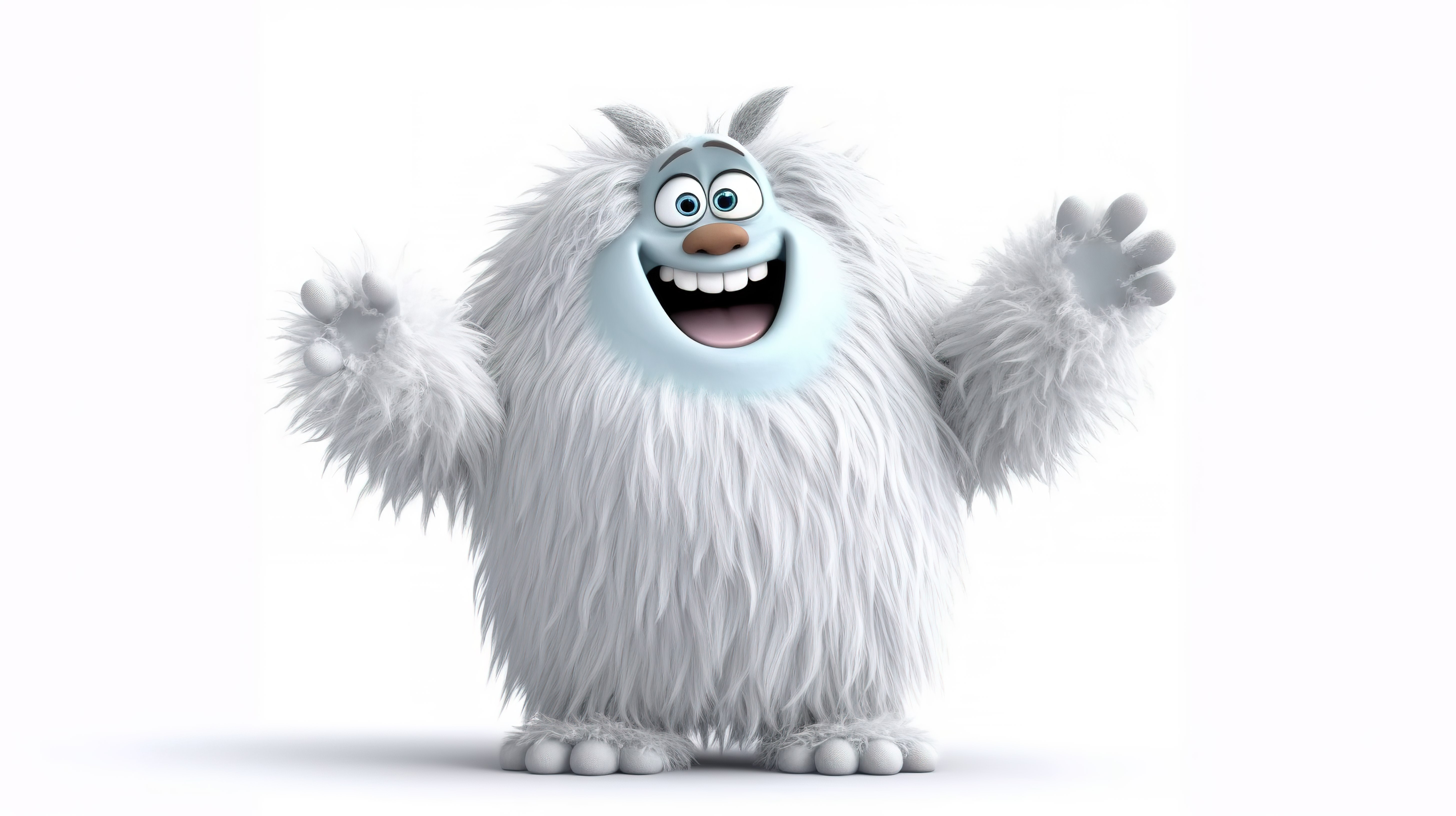 一个可爱的雪人角色玩得很开心的孤立 3D 插图图片