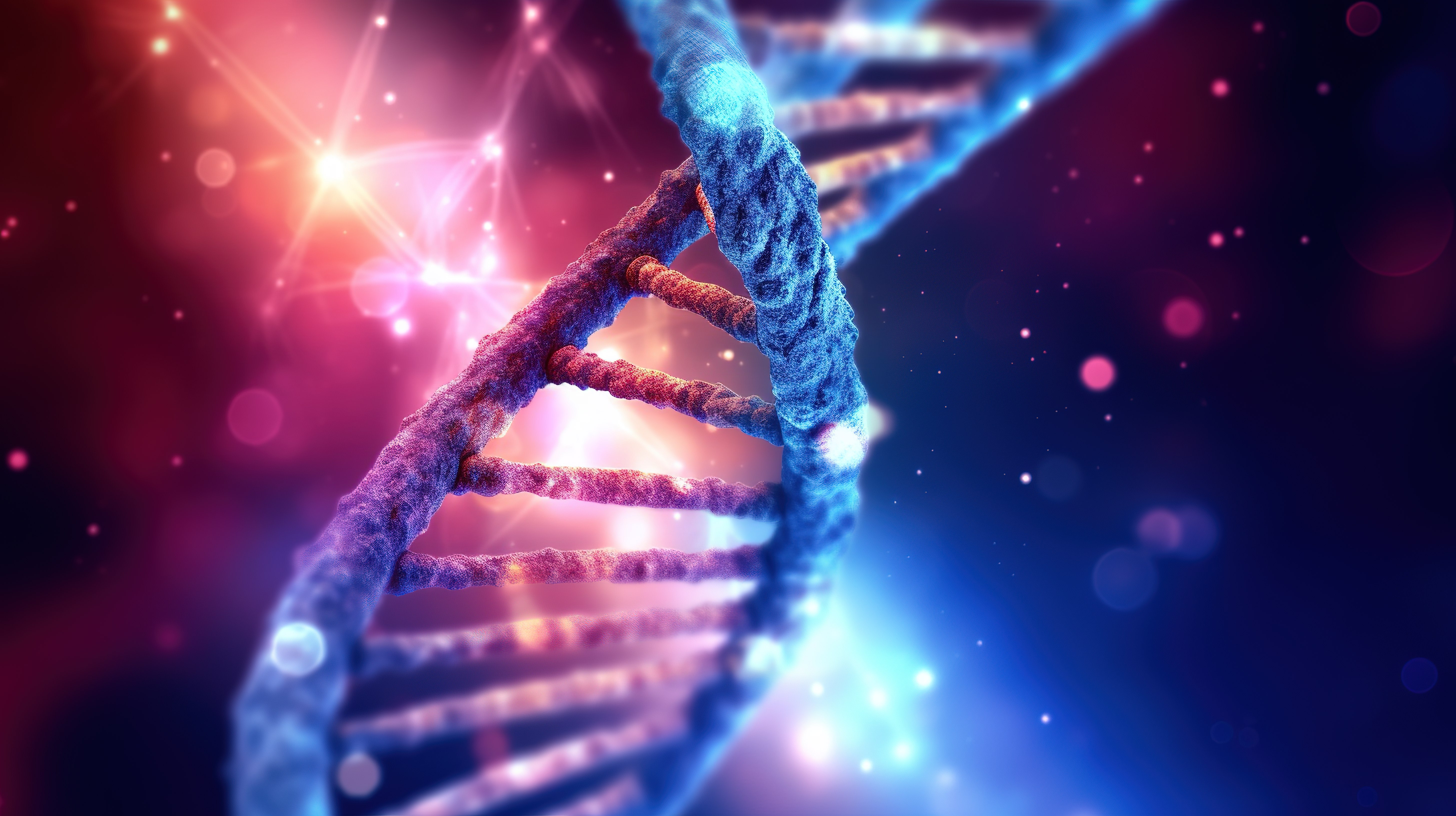 医学和遗传生物技术中 DNA 螺旋结构的 3D 插图图片