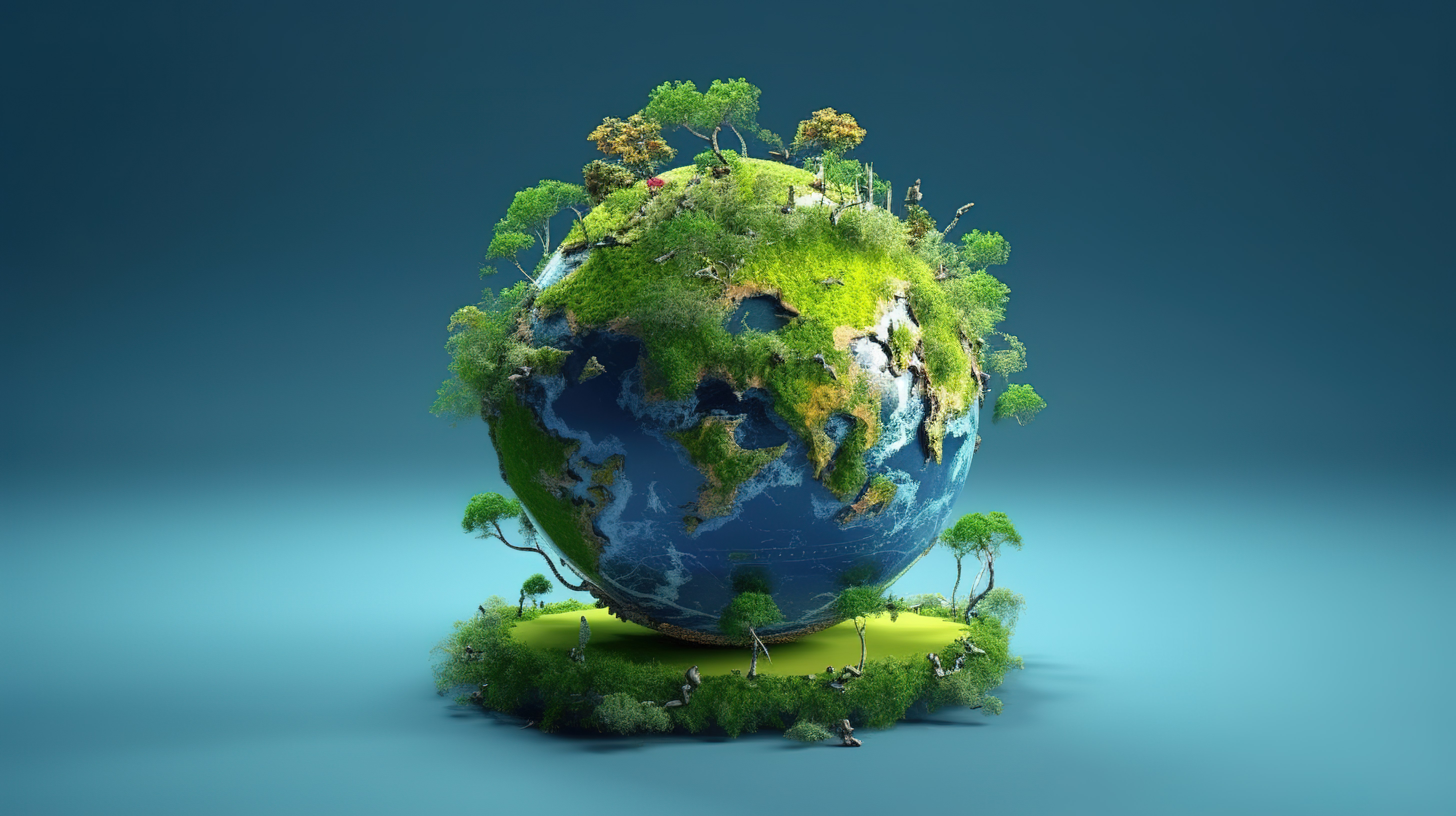 3d 渲染的地球日环境保护概念图片