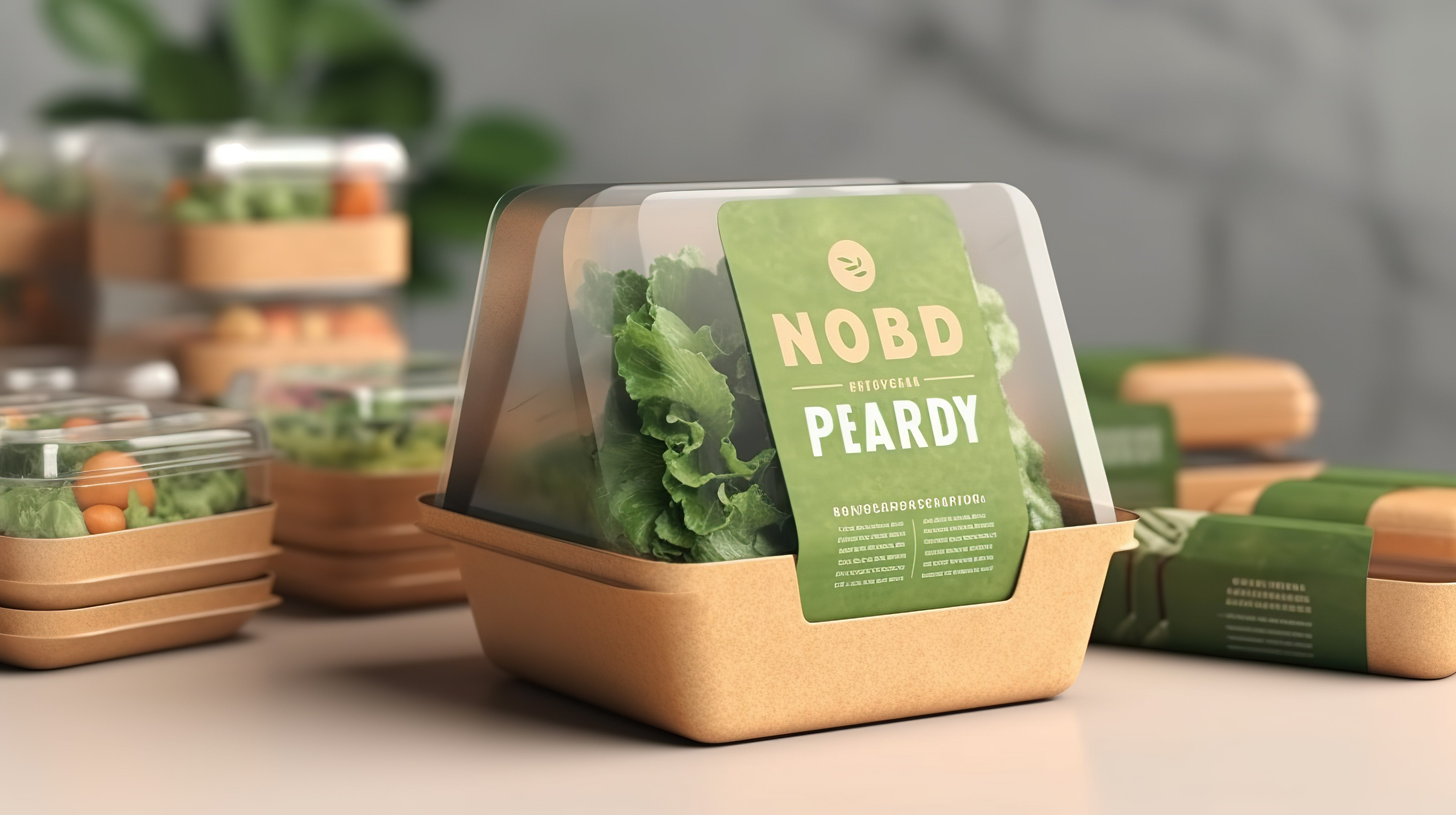 带标签的可持续方形食品包装的 3D 插图图片
