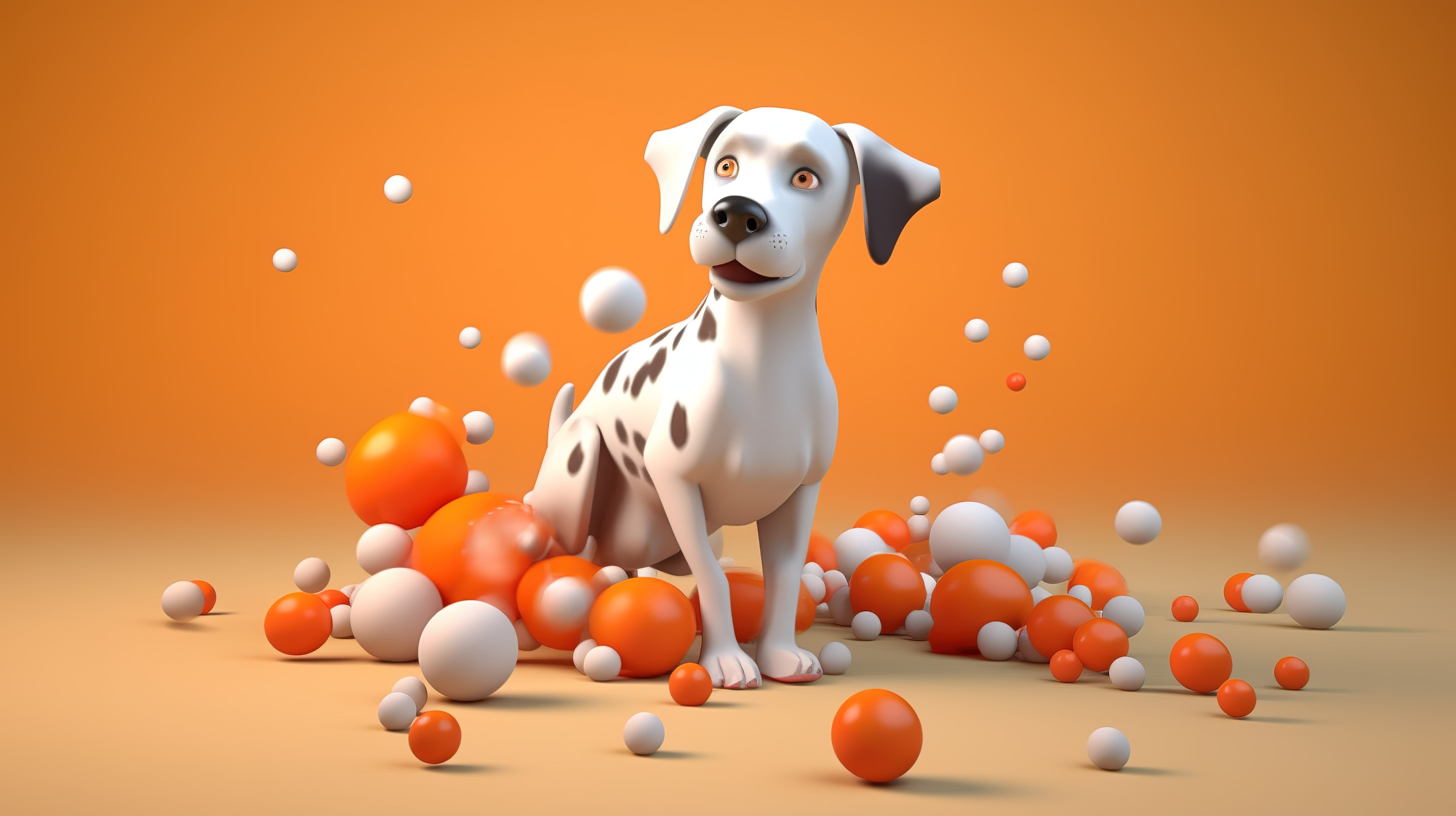 一只顽皮的狗在运动中的 3D 插图图片