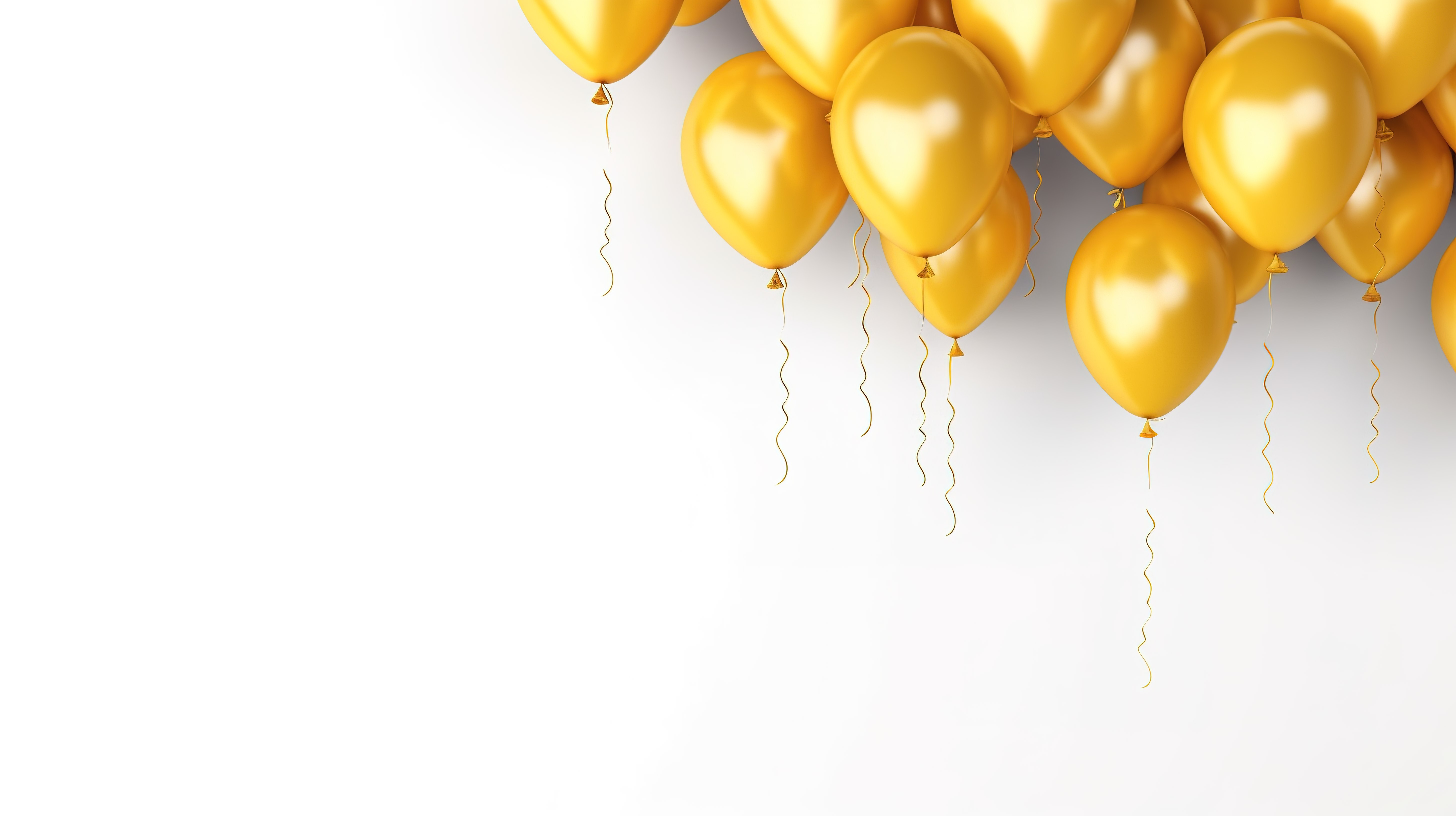 阳光明媚的黄色气球在白色背景下独立翱翔，非常适合以 3D 渲染的模板或空假期设计图片