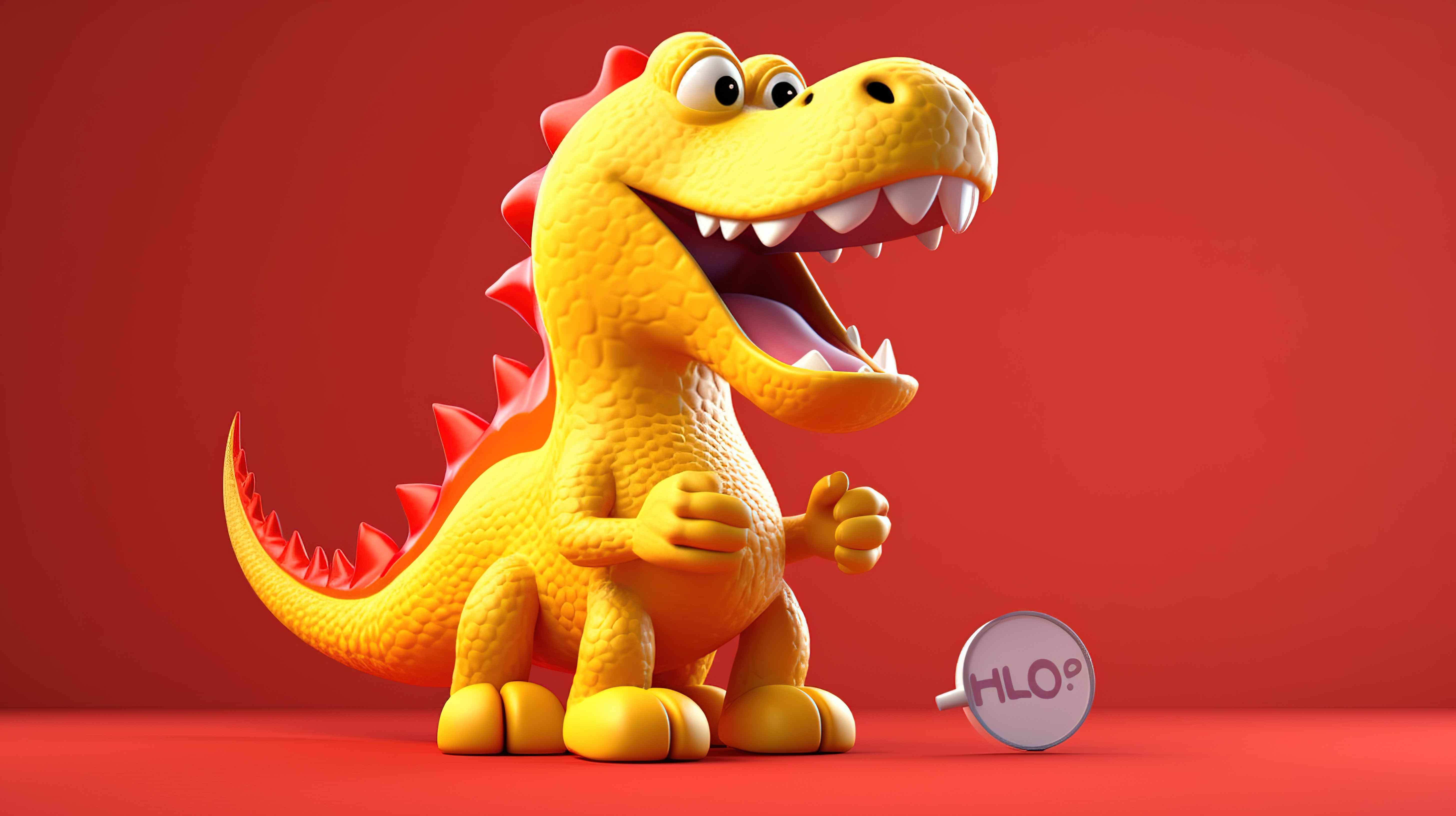 幽默的 3D 恐龙角色与弹跳语音气球图片
