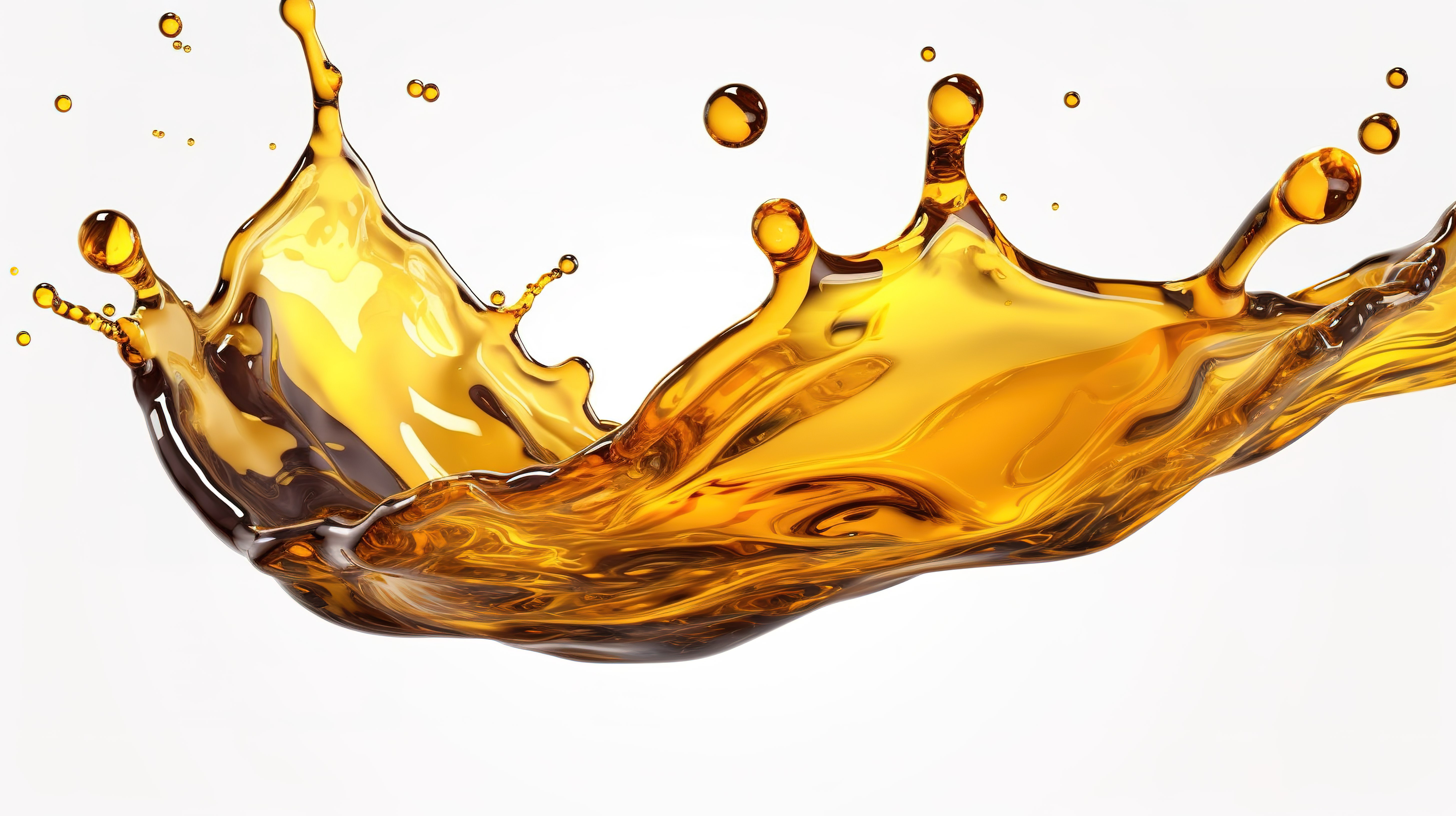 白色背景上飞溅蜂蜜和橄榄油的 3D 插图图片