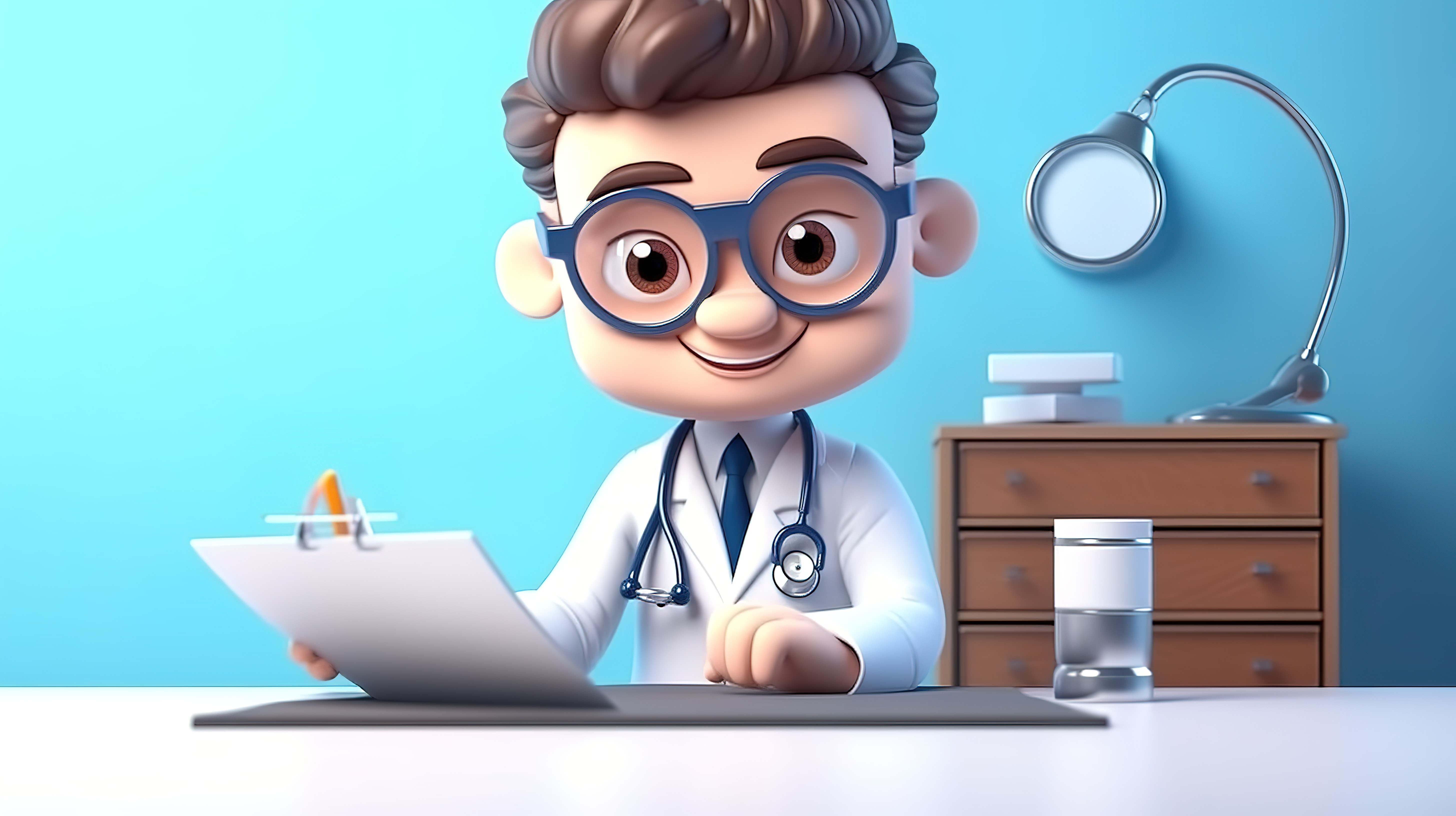 确保健康安全 持有卡通风格健康保险合同的医生的插图图片