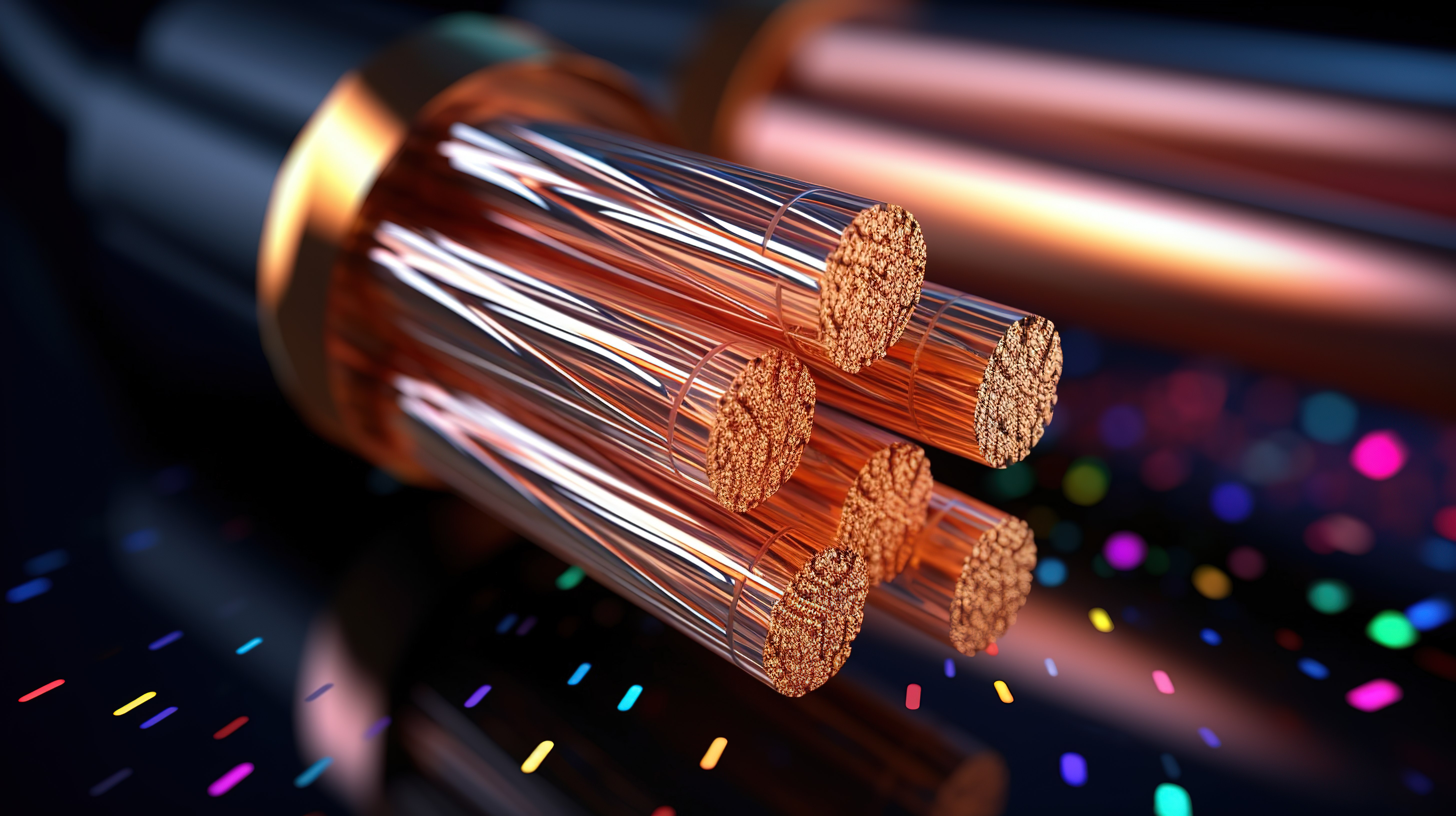 孤立背景下智能电力电缆上电路火花铜线的 3D 图示图片