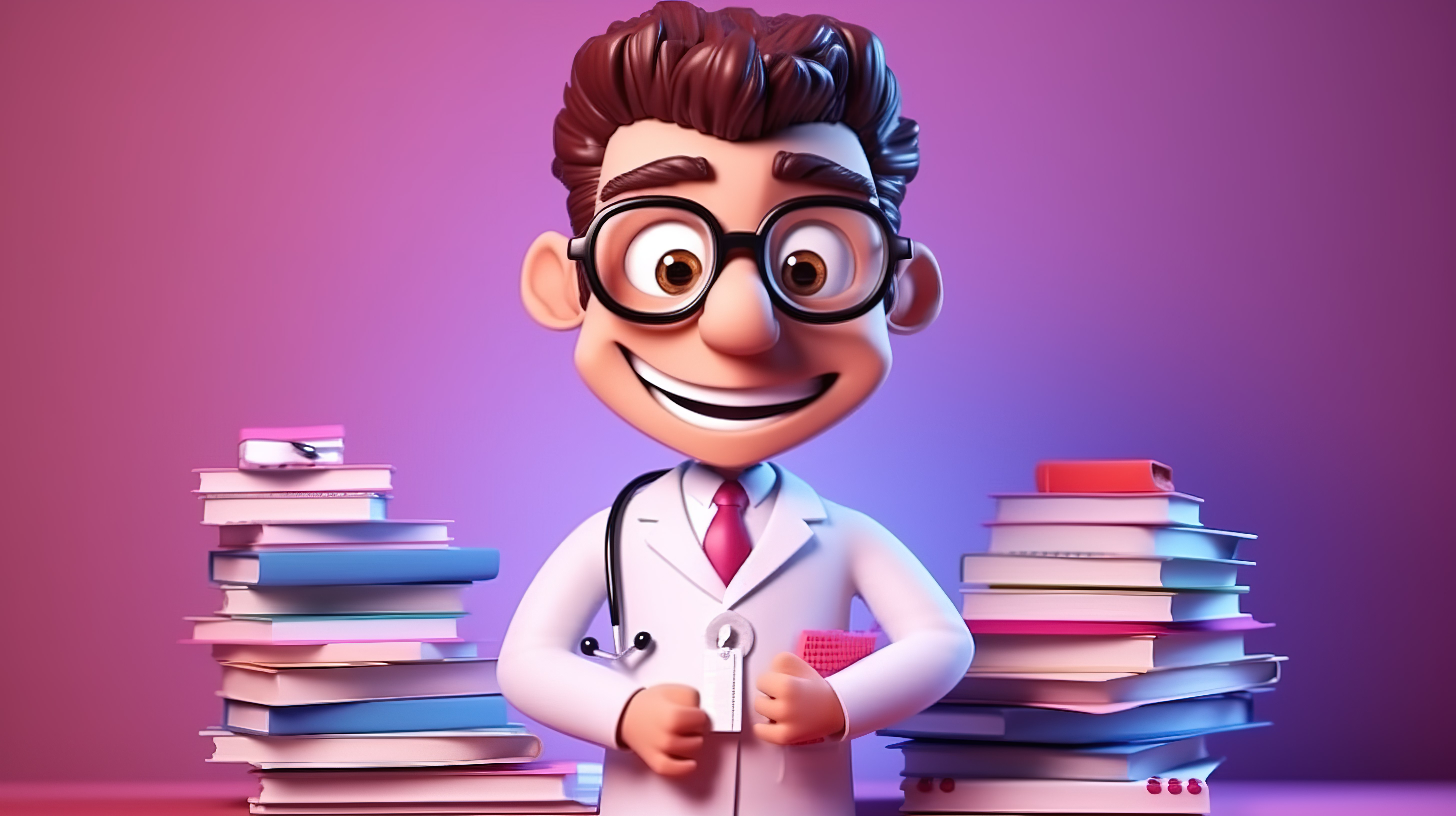 医生以 3D 卡通插图持有健康保险合同，说明医疗保健和保险的概念图片