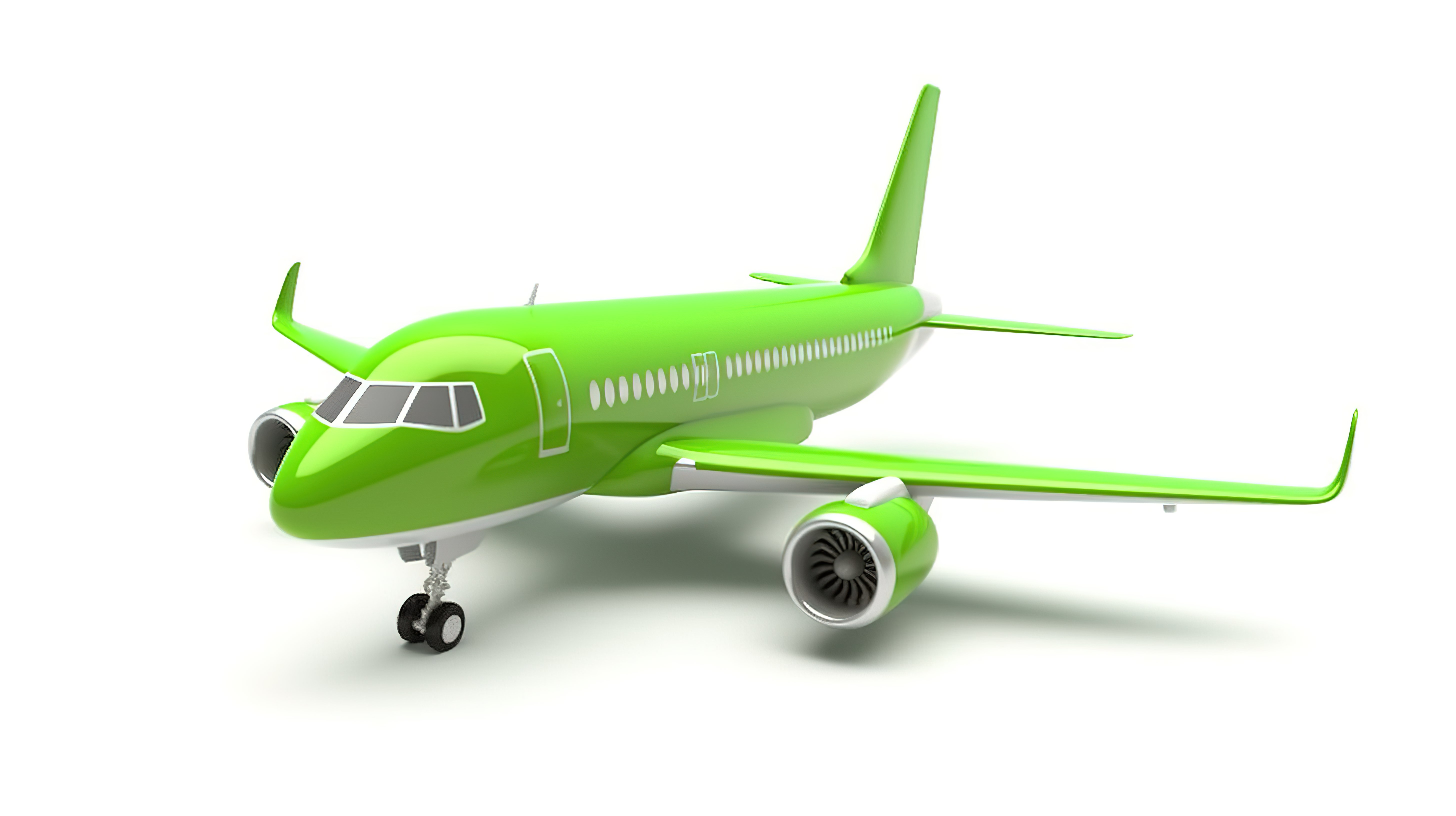 白色背景孤立绿色飞机的 3d 插图图片