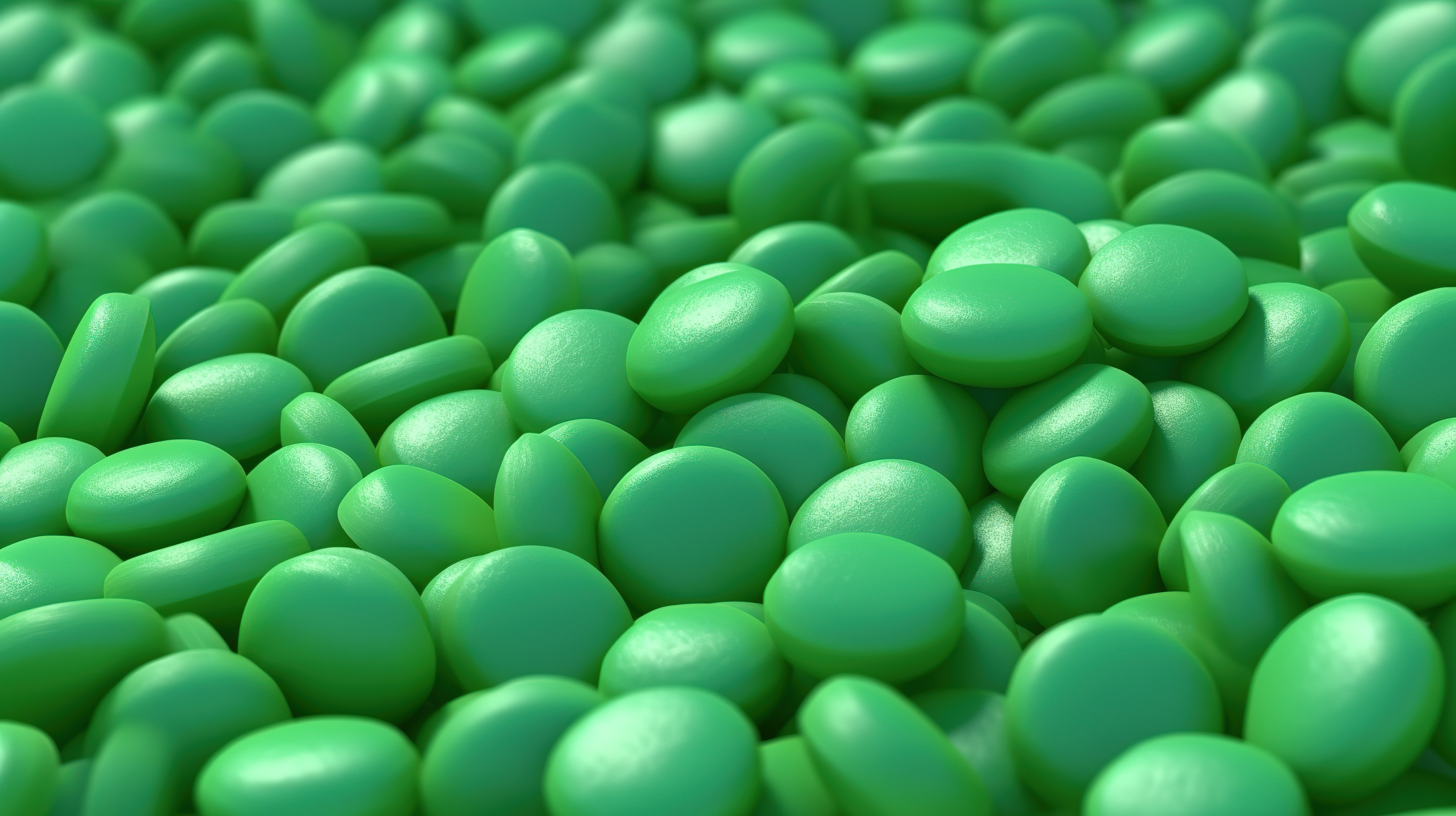 以绿薄荷口香糖为特色的彩色糖果背景的 3D 插图图片