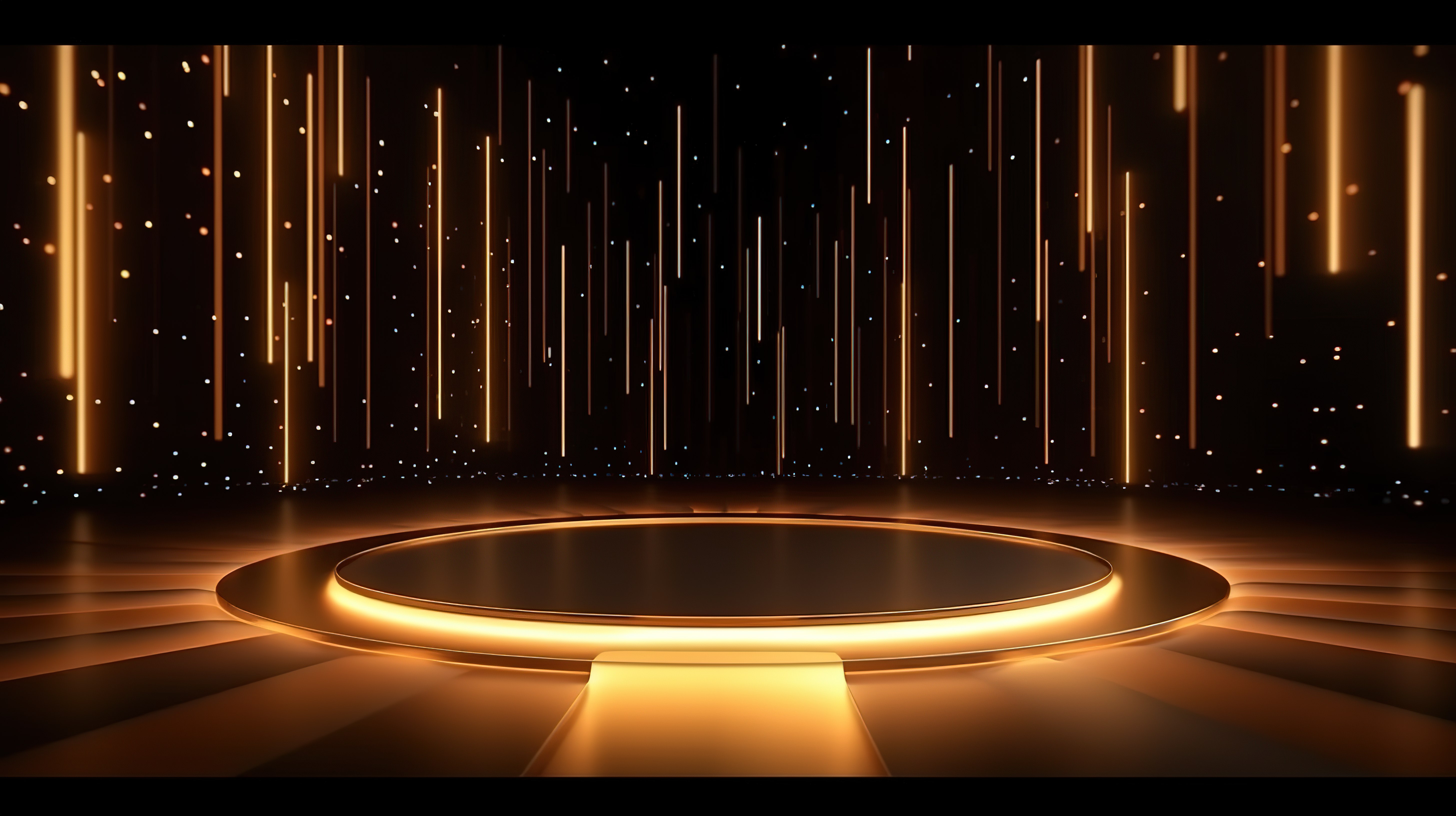 闪闪发光的金色舞台，豪华优雅的背景，动态颁奖典礼3D插画图片