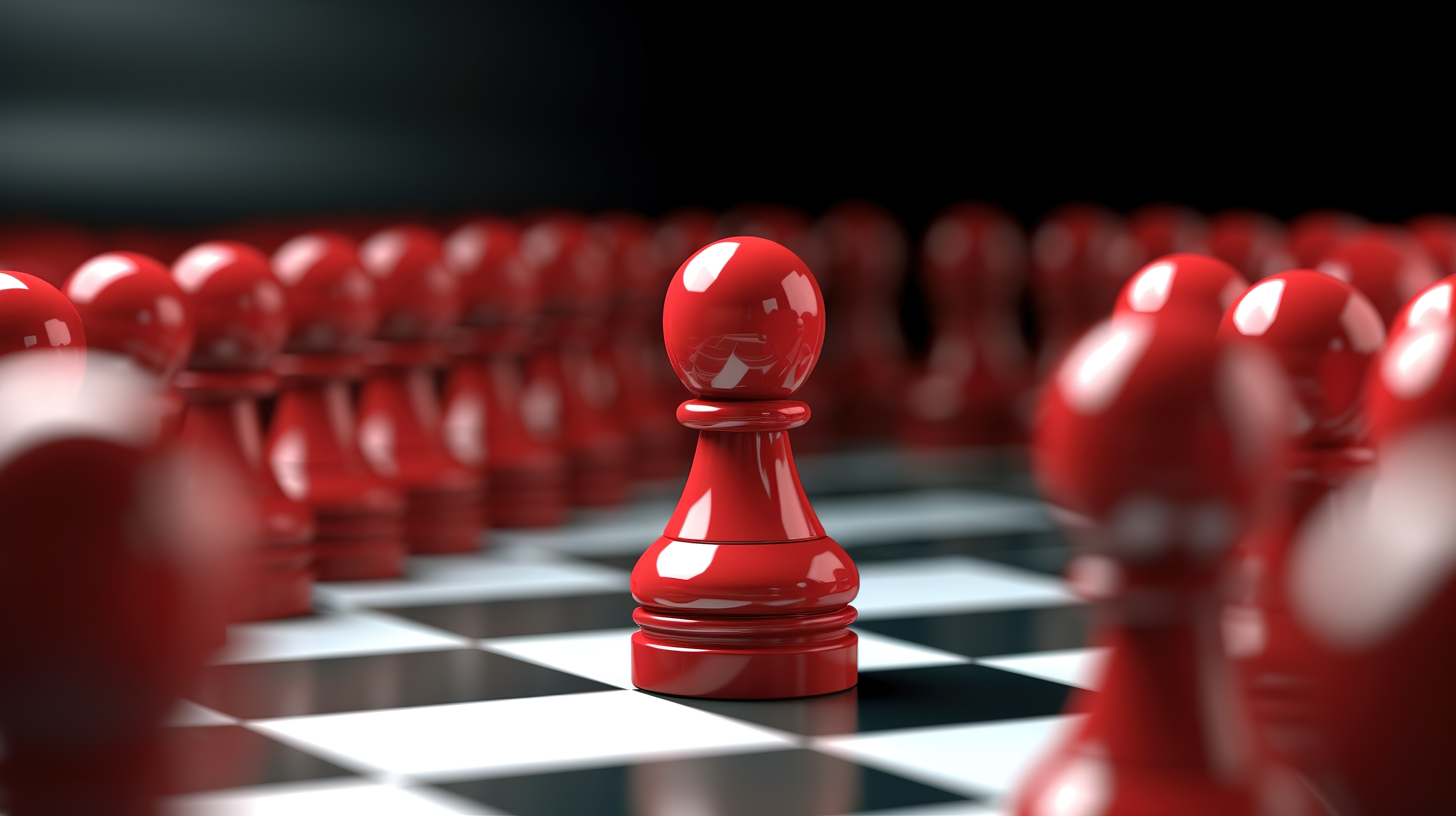 红色国际象棋棋子是领导力概念的 3D 视觉表现图片