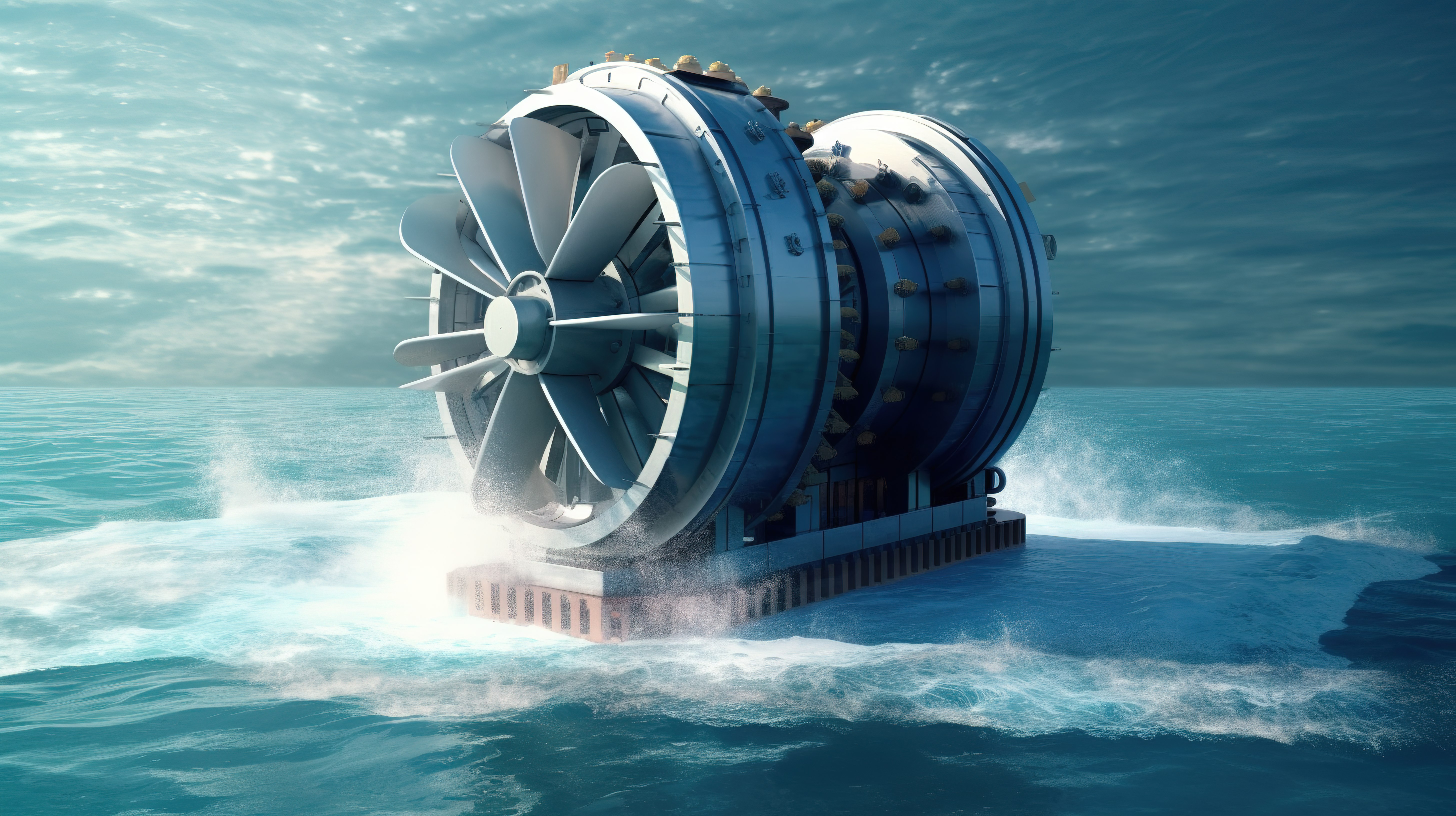 尖端海上发电插图最新的可再生能源技术与新型水轮机图片