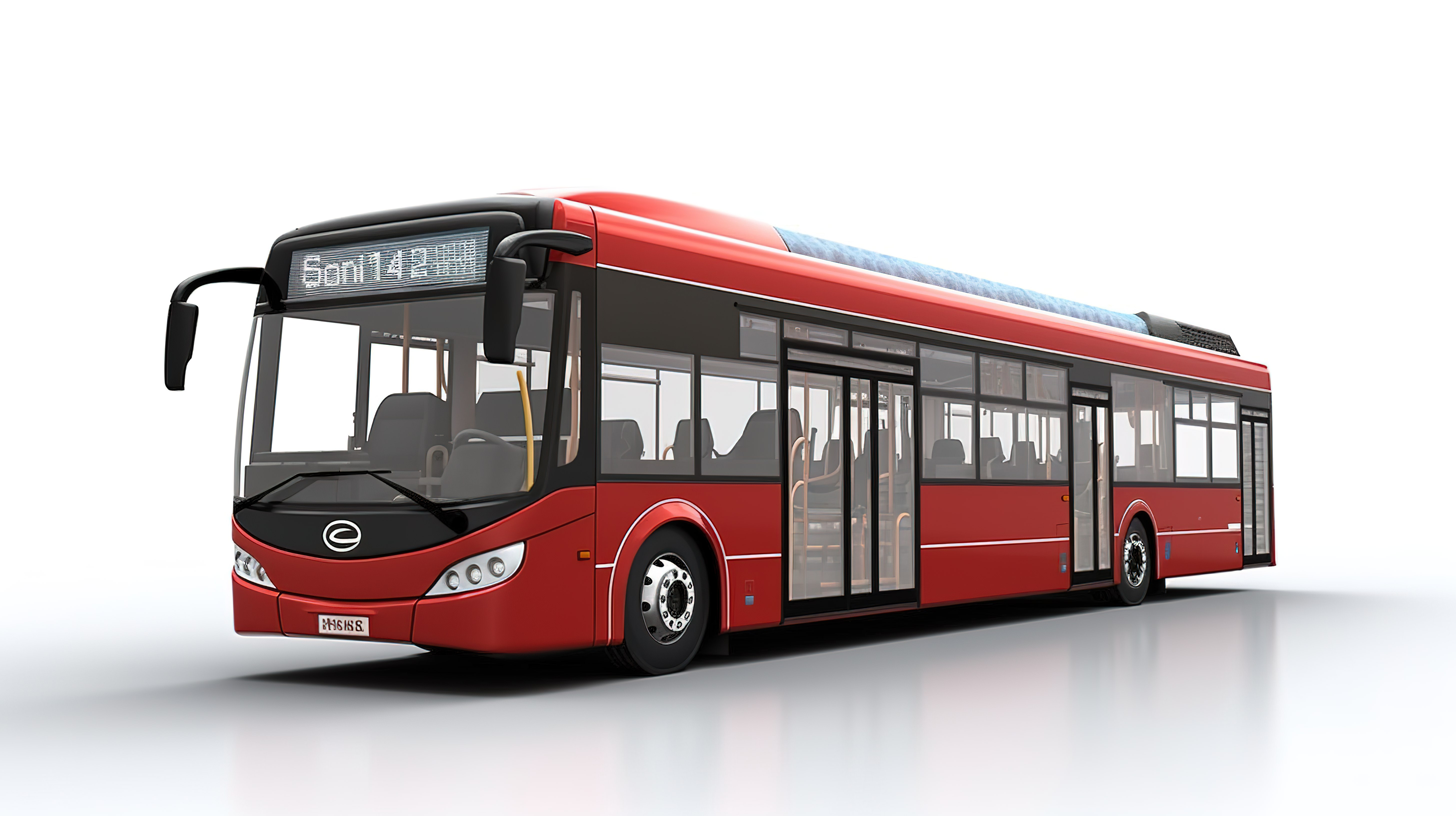 白色孤立背景下中型红色城市公交车的 3d 渲染图片