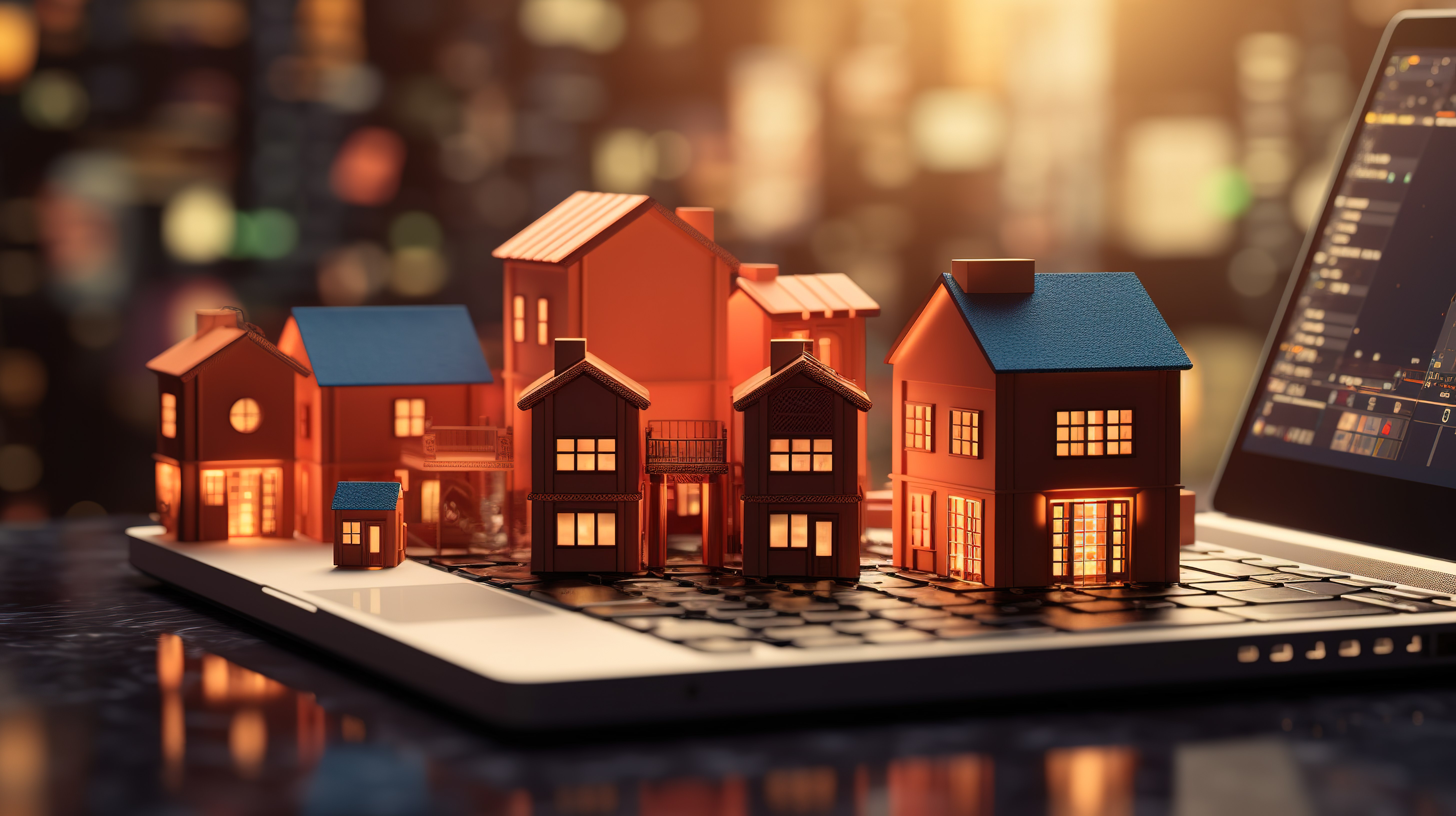数字房地产在线业务和电子商务的 3D 概念插图图片