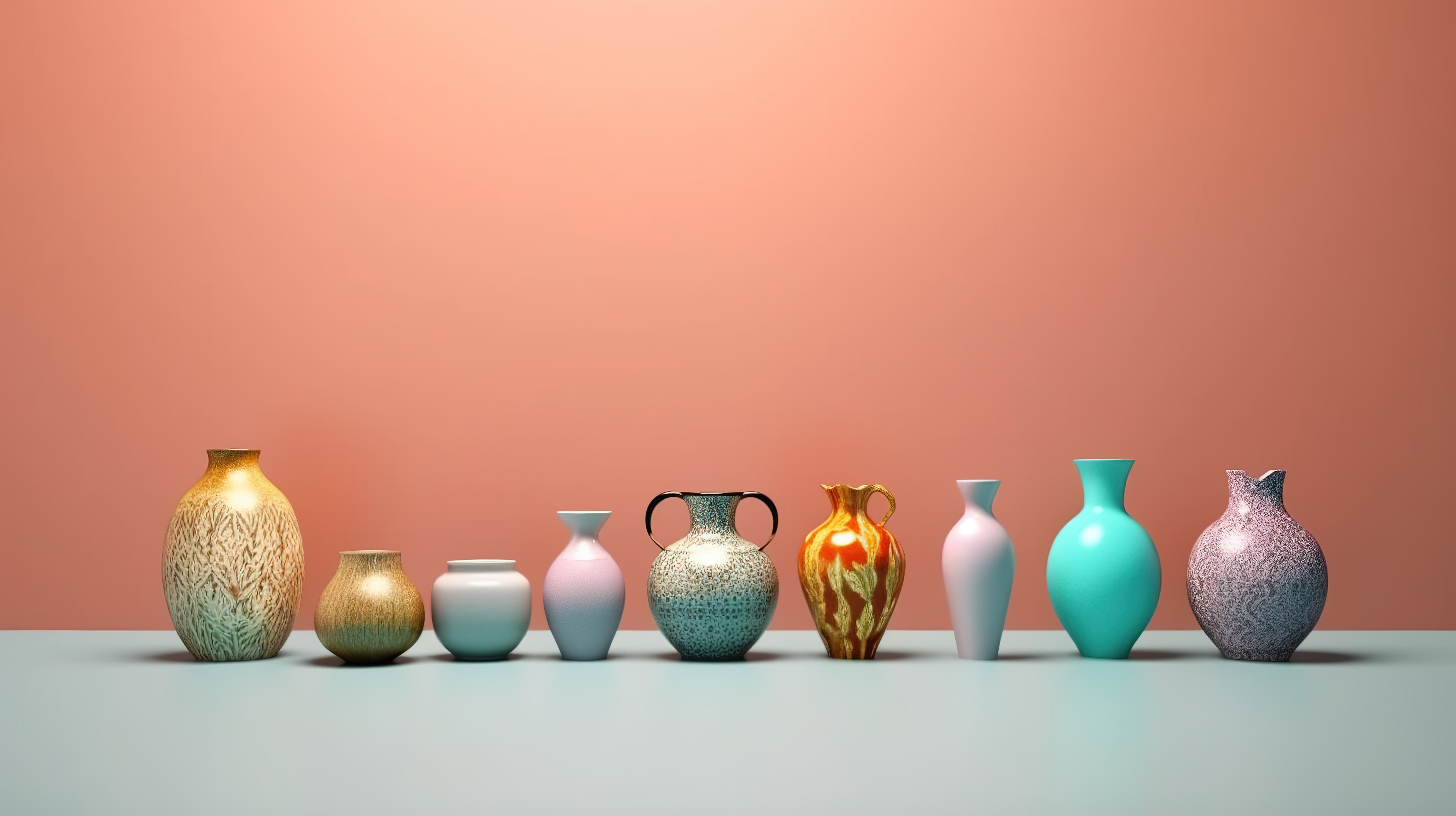 各种当代陶瓷花瓶 3d 渲染图片
