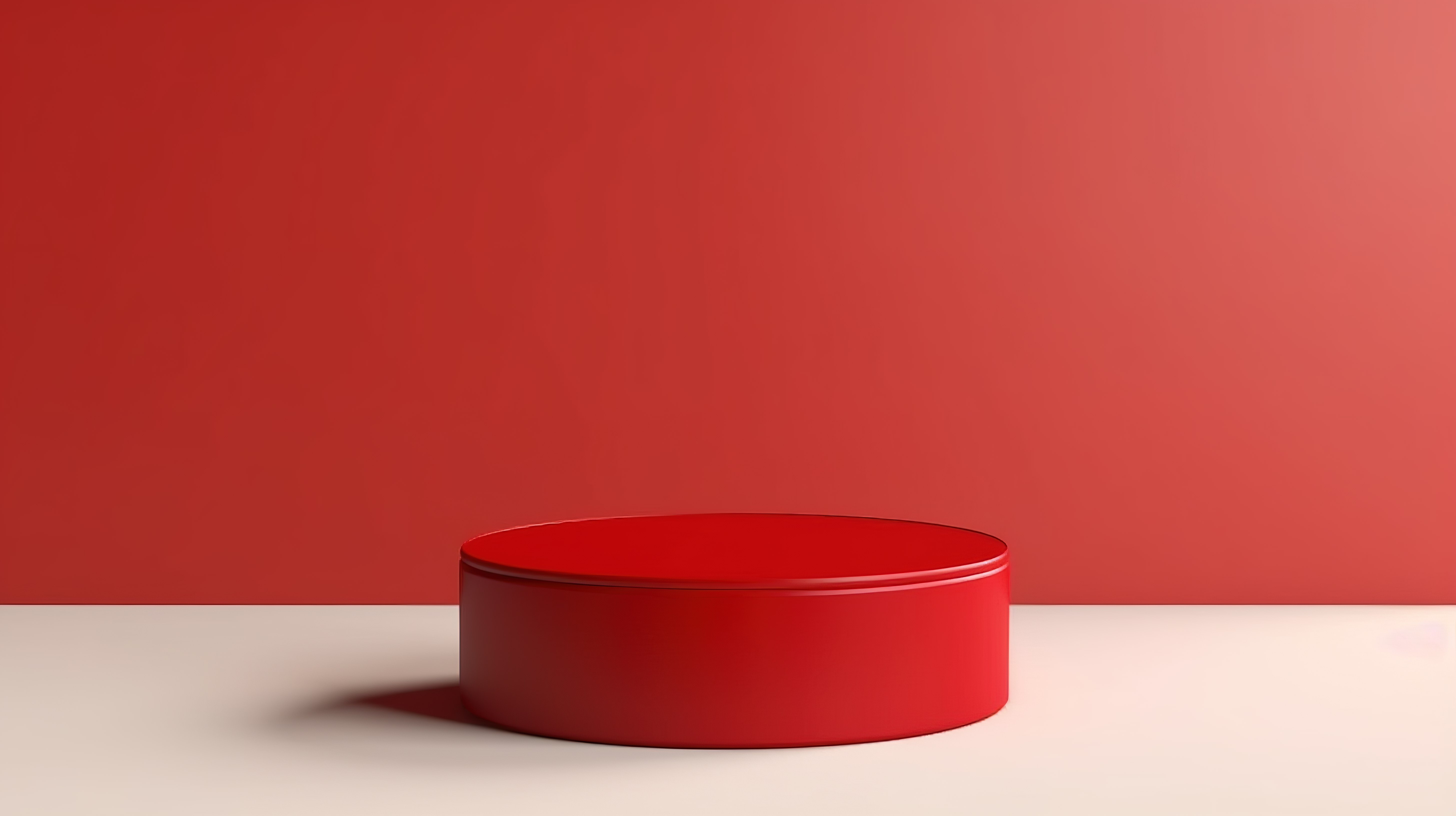极简主义底座展示平台，带红色圆柱体，用于产品植入背景 3D 插图图片