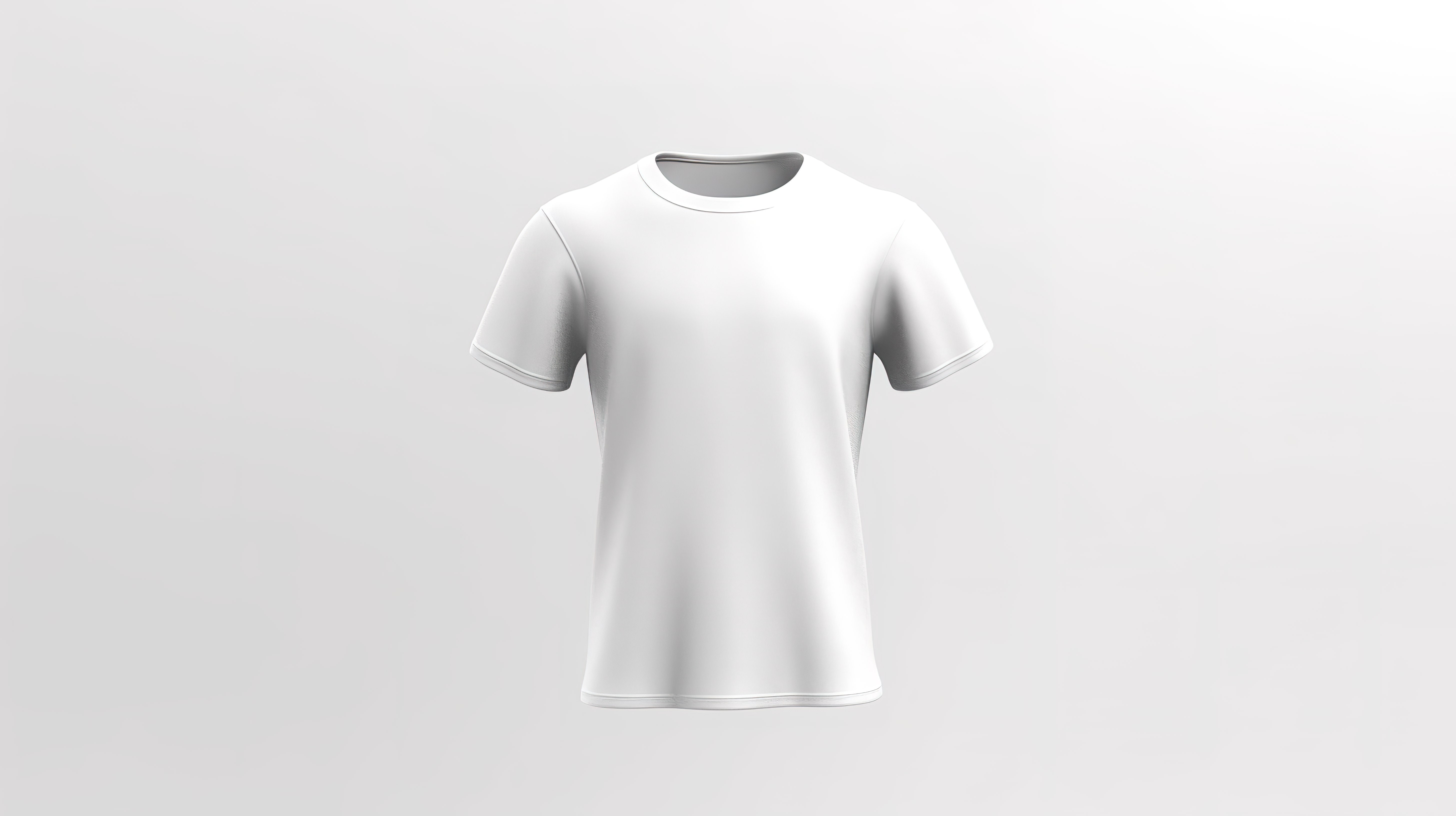 白色背景男式短袖 T 恤样机的 3D 渲染图片