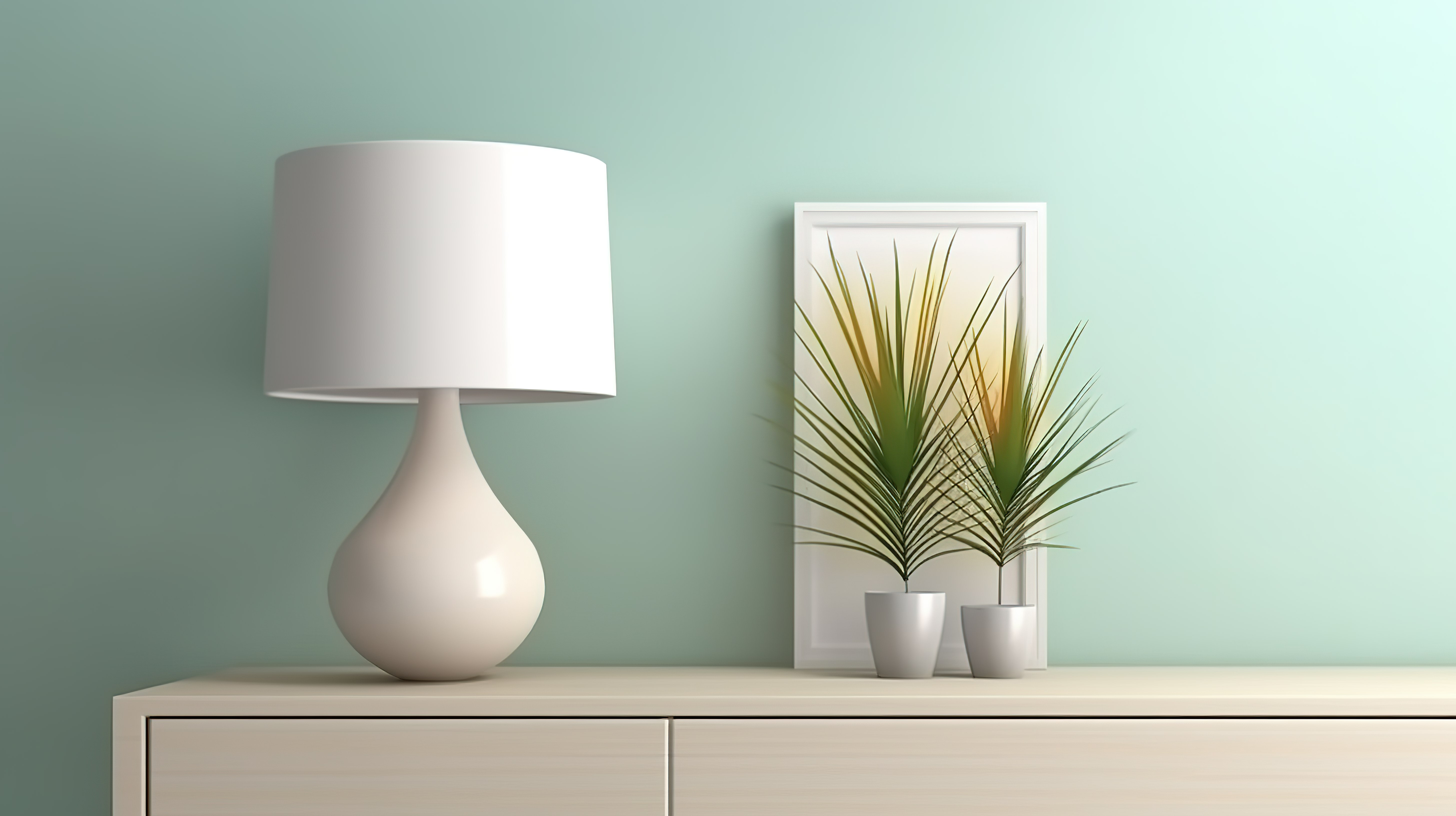 现代白灯照明柜与设计整齐的墙壁模型 3D 渲染图片