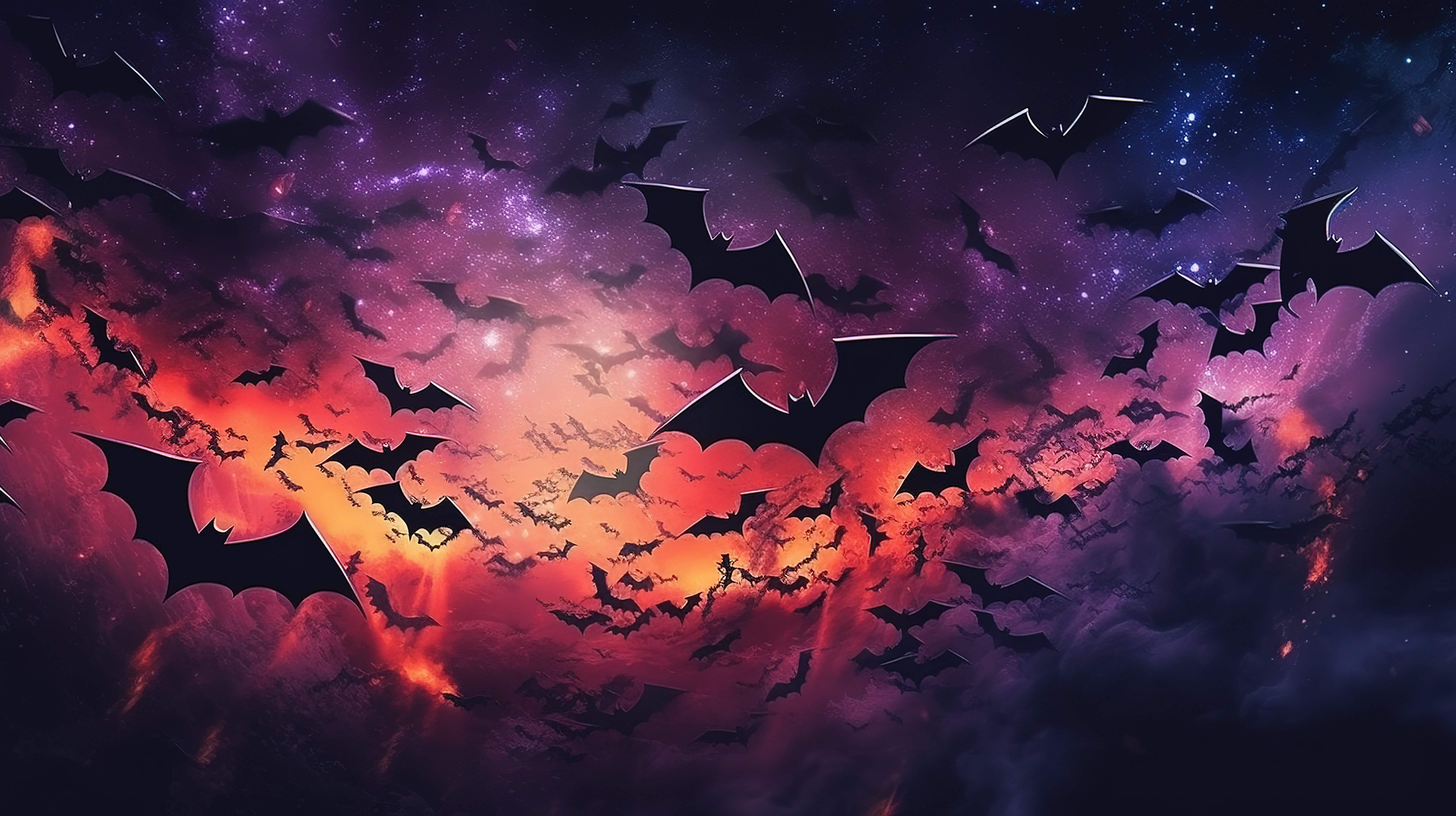 满月和黑夜中的蝙蝠怪异的 3D 万圣节横幅图片