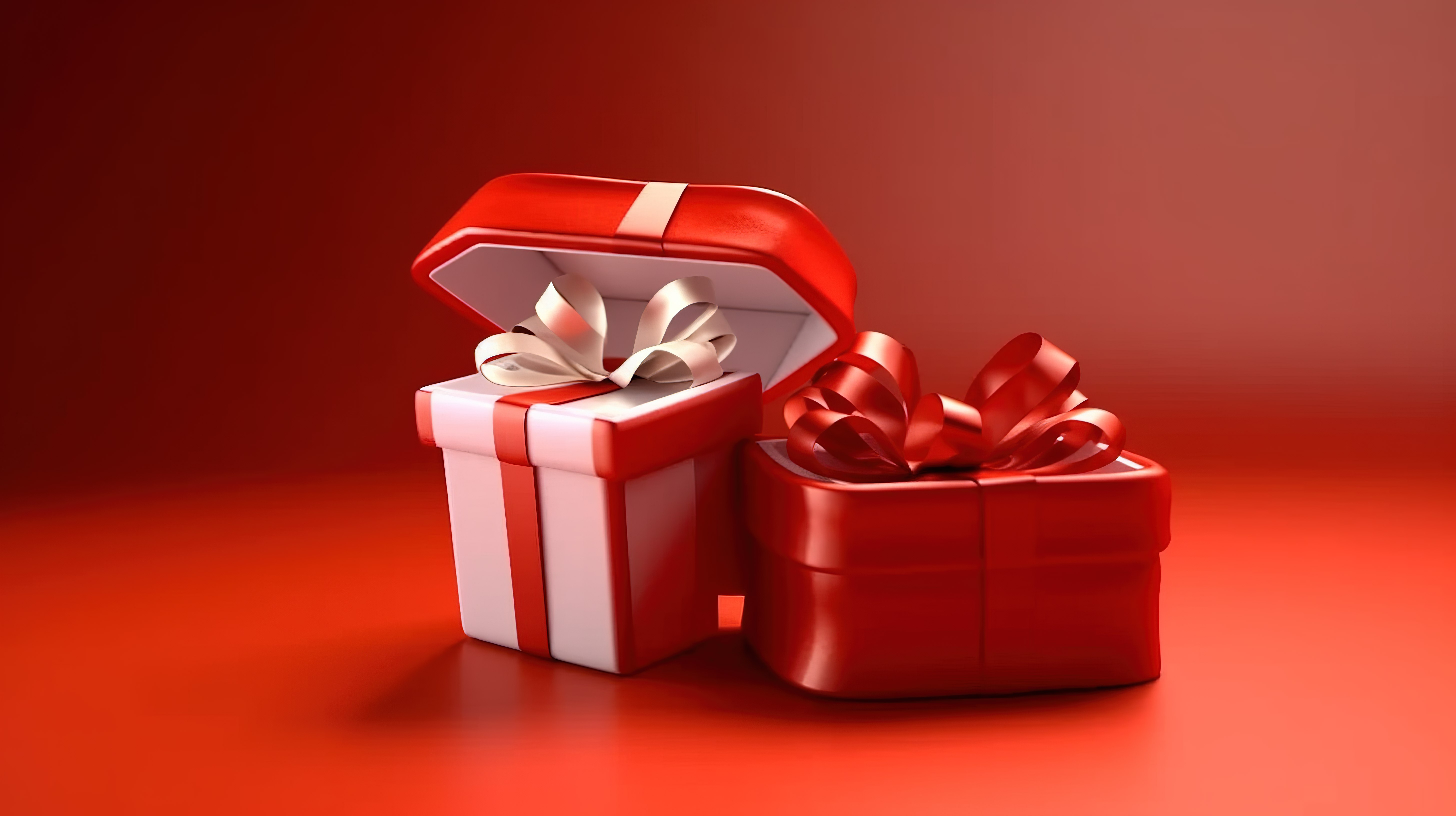 3D 渲染推出了一个节日装饰的礼品盒，配有丝带，用于庆祝周年纪念日生日圣诞节和新年图片