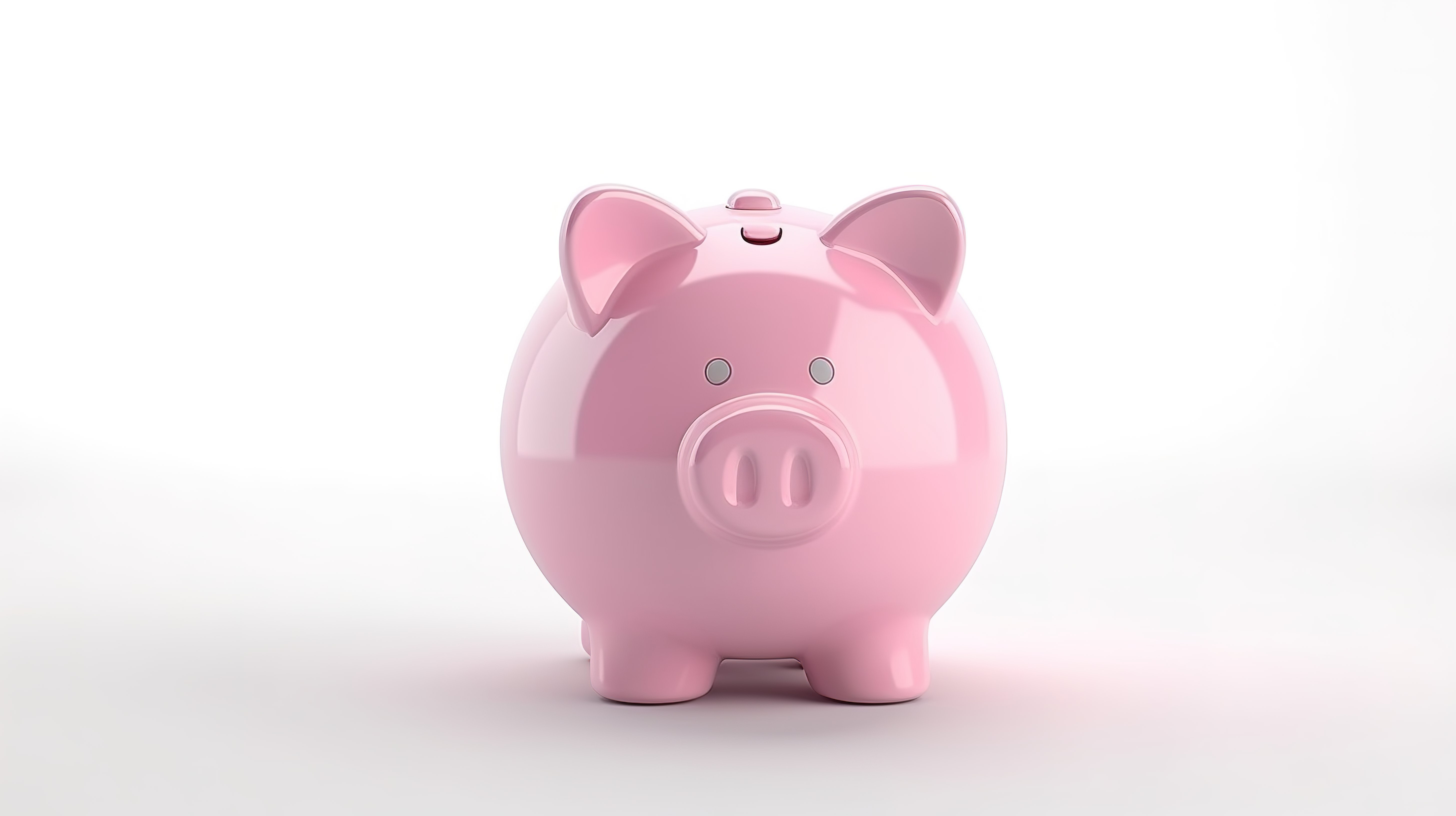 白色背景上粉红色小猪的 3D 渲染，象征着存款和金融储蓄增长图片