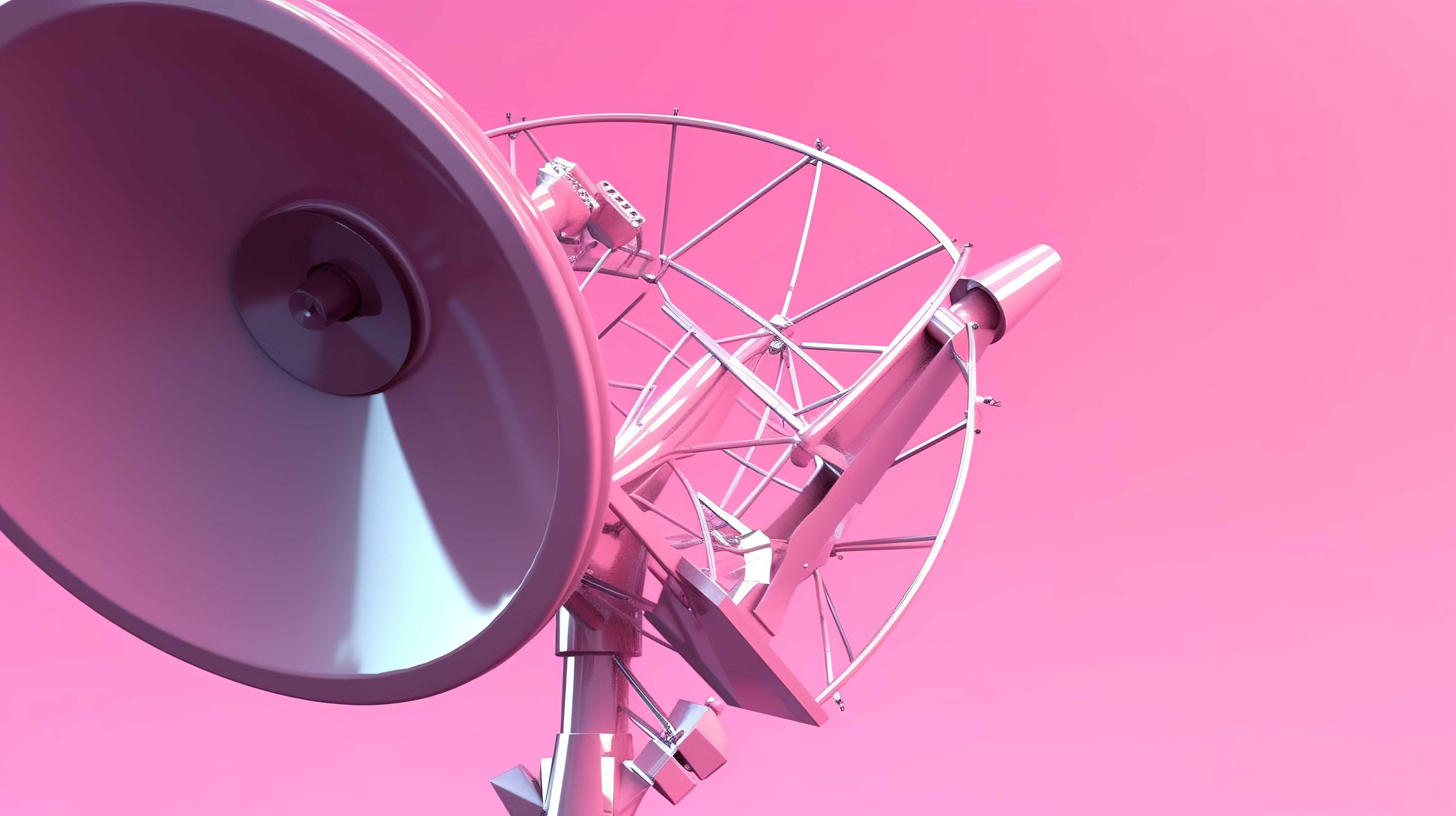 关闭粉红色卫星天线的 3D 插图图片