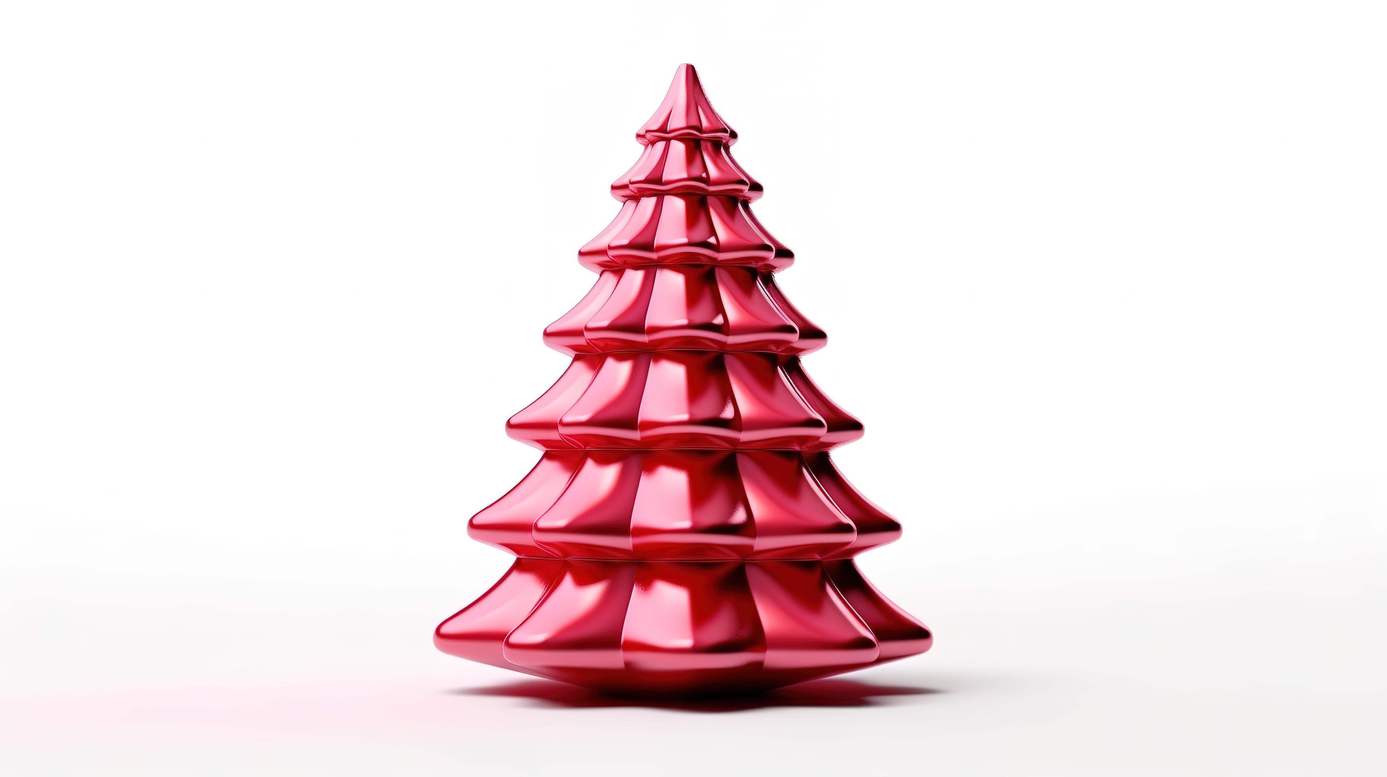 3d 渲染的红色圣诞树站在白色背景下图片