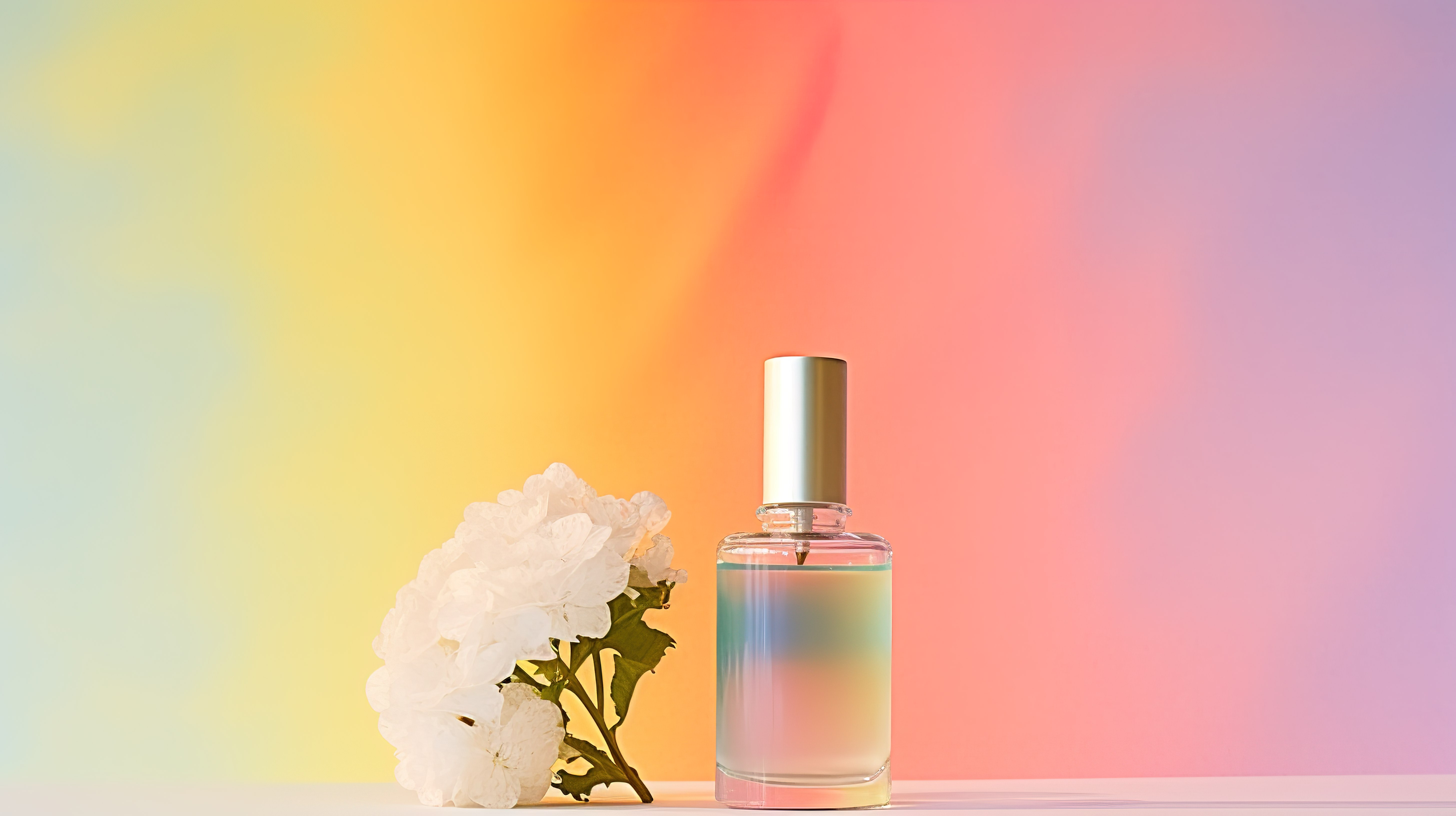 一瓶伊夫特鲁多的白色香水模拟艺术图片