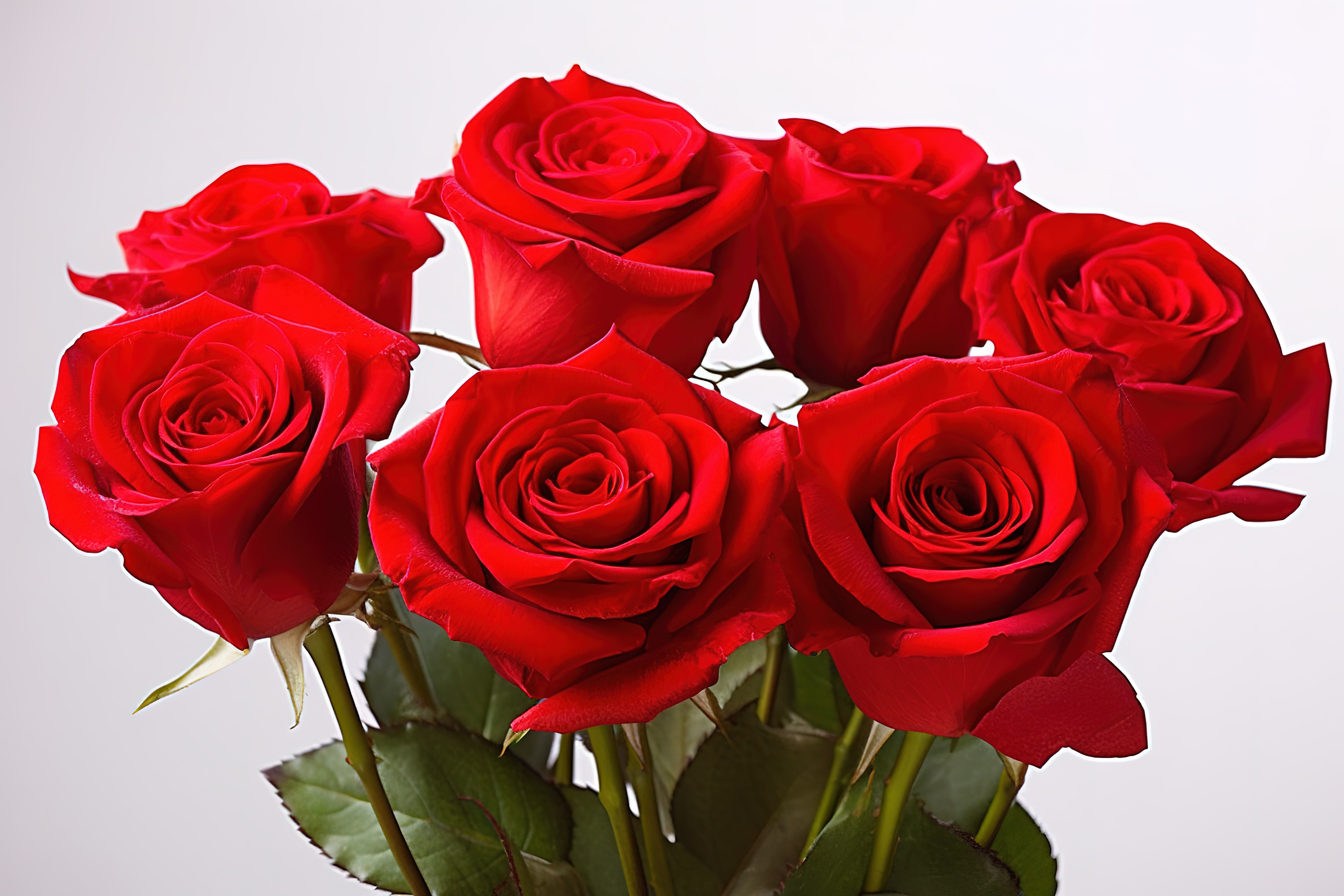 6朵红玫瑰插在花瓶里图片