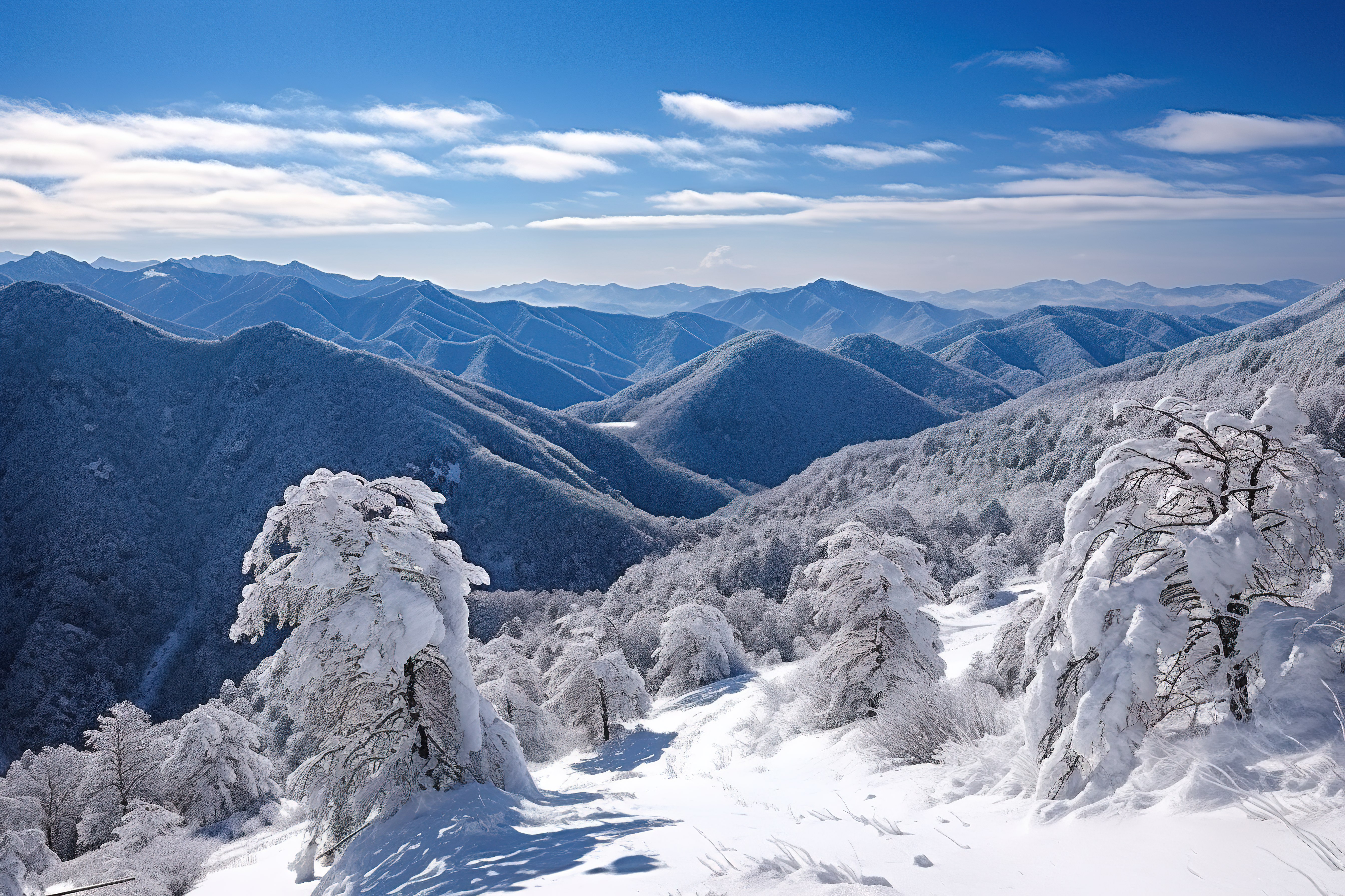 雪地里被雪覆盖的山的照片图片