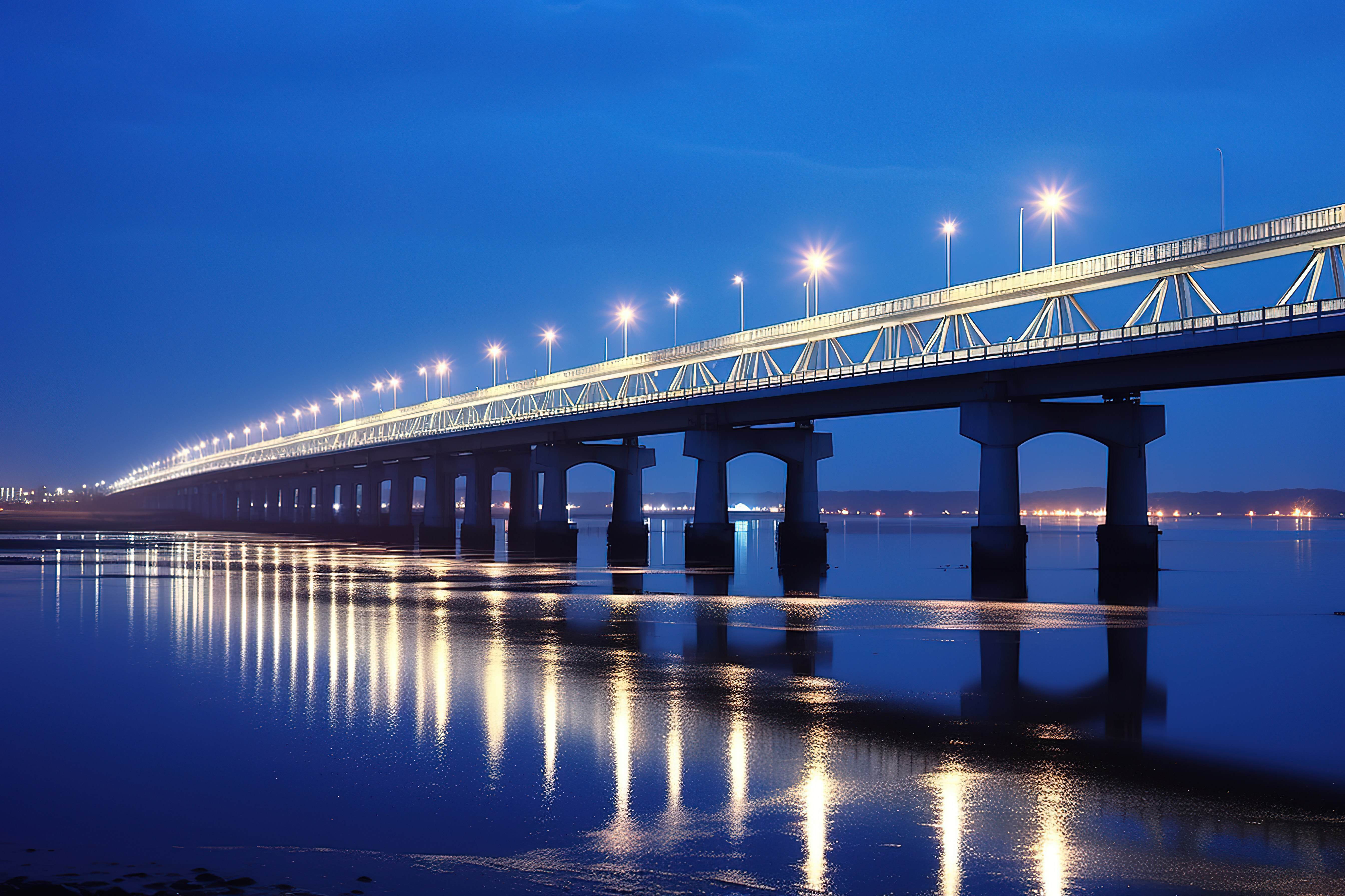 贡南桥在晚上在中国黑龙江图片