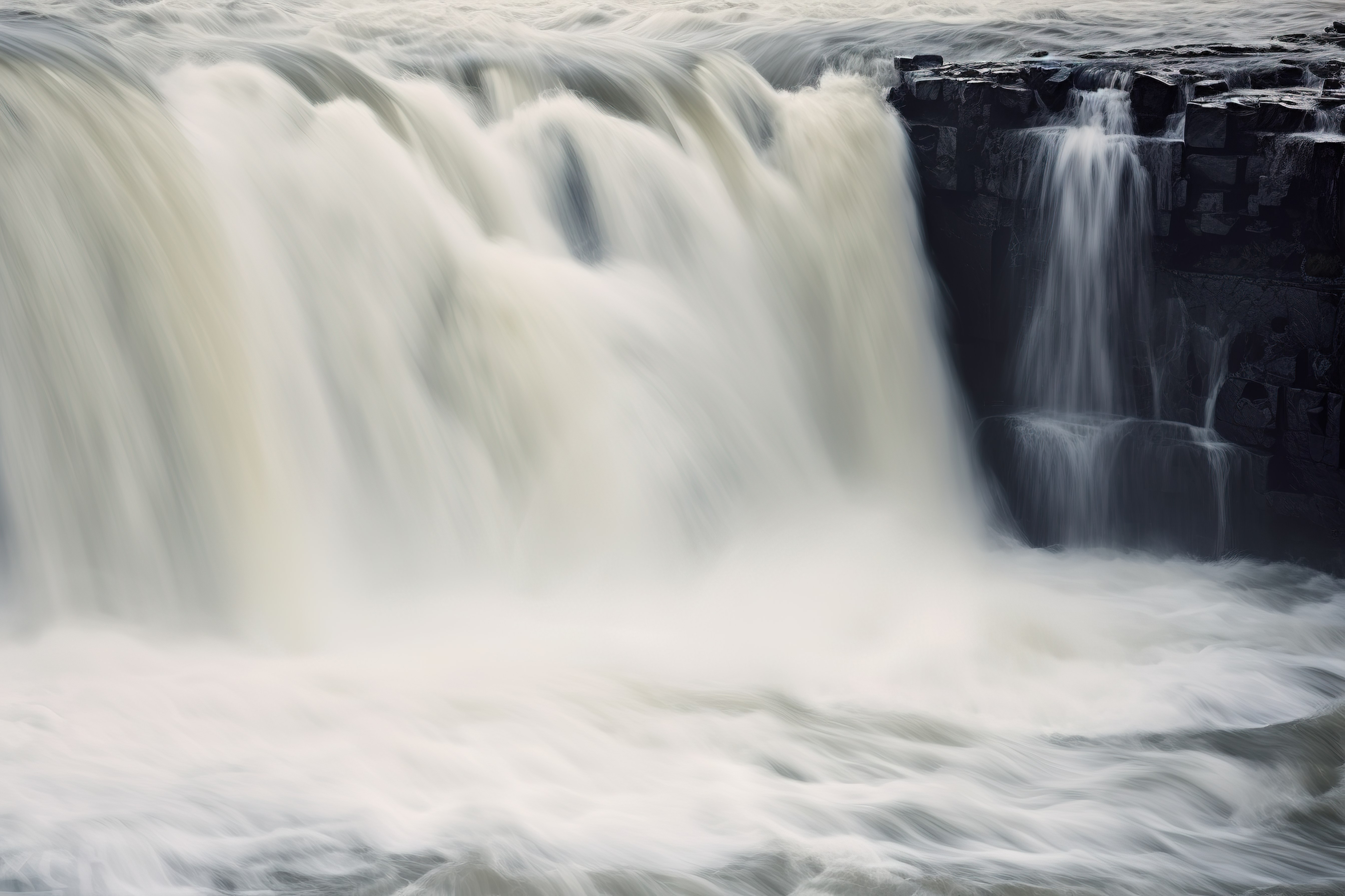 瀑布冲过冰岛的河岸图片