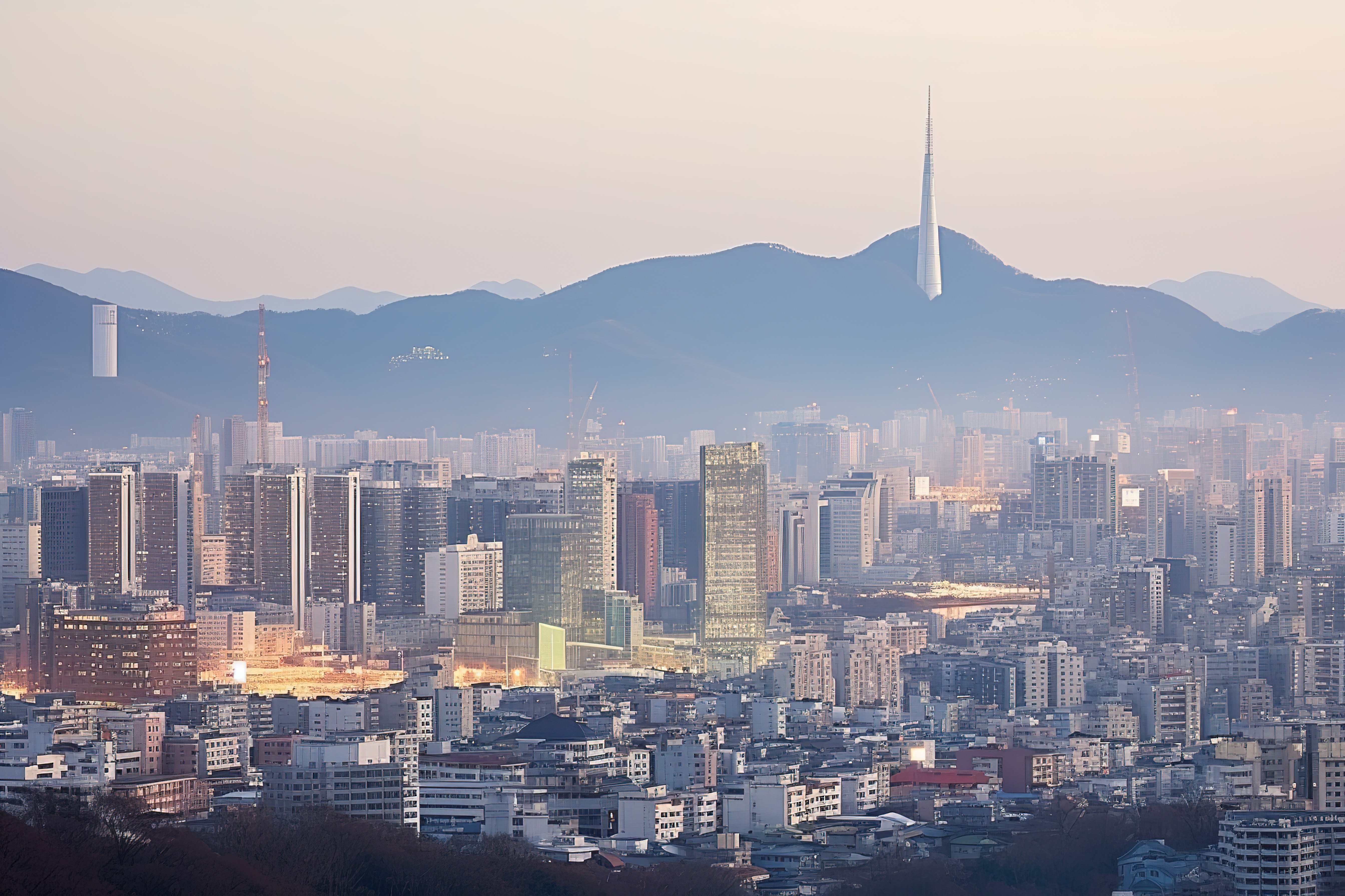 韩国首尔的天际线景观尽我所能，我爱山图片