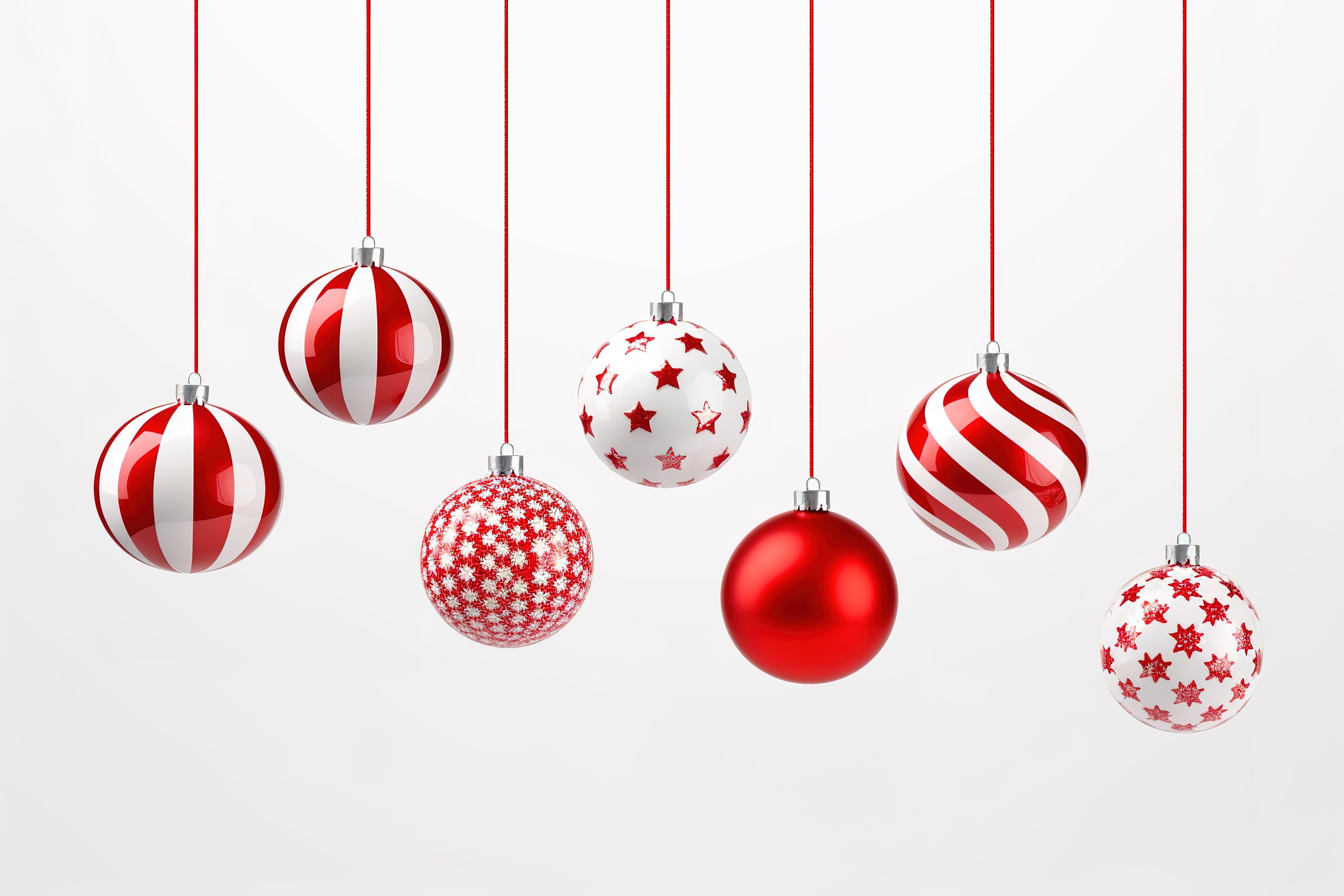 圣诞饰品红色和白色串聚苯乙烯泡沫塑料透明背景png图片