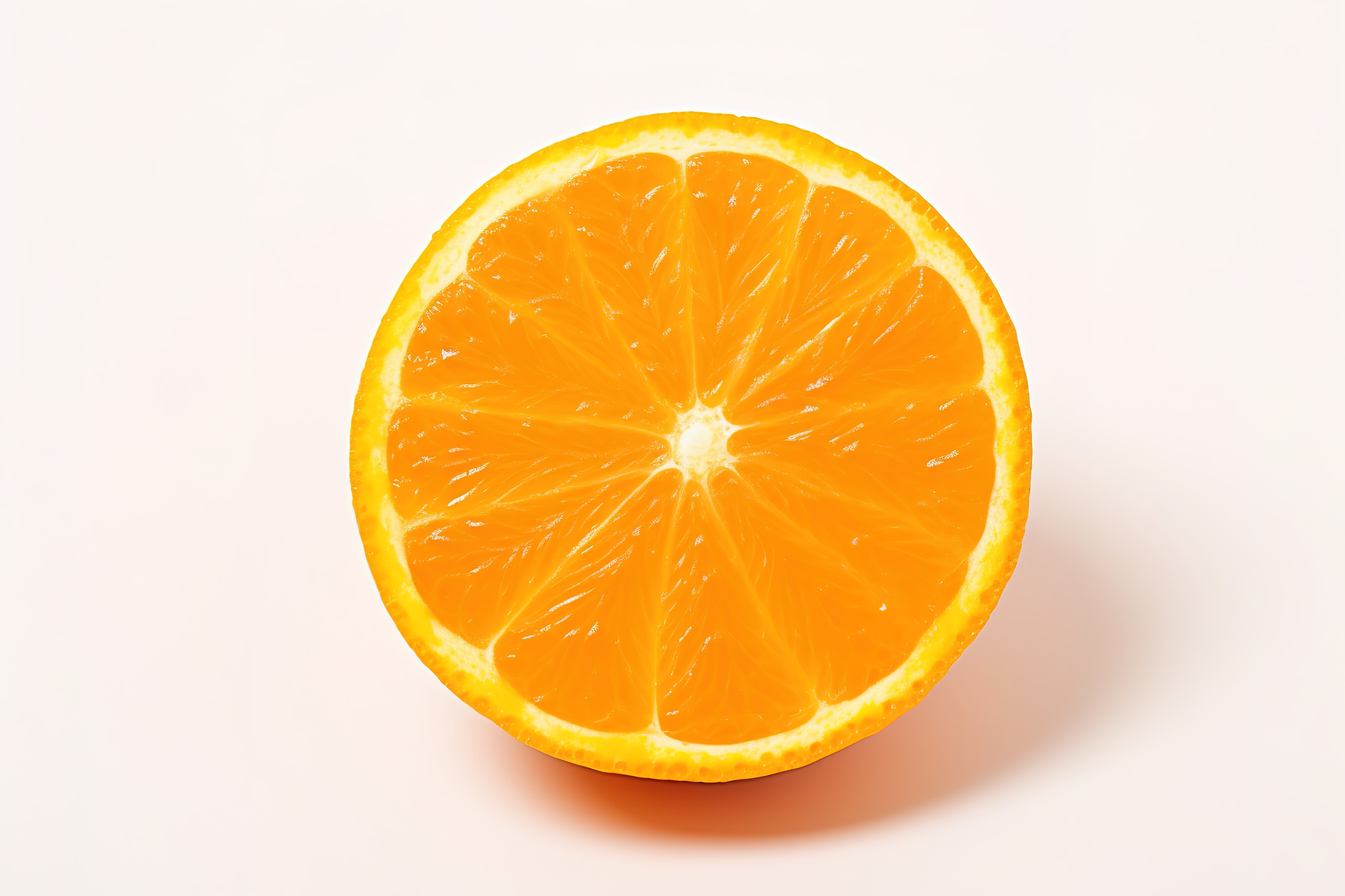 白色背景上显示一个成熟的橙子图片