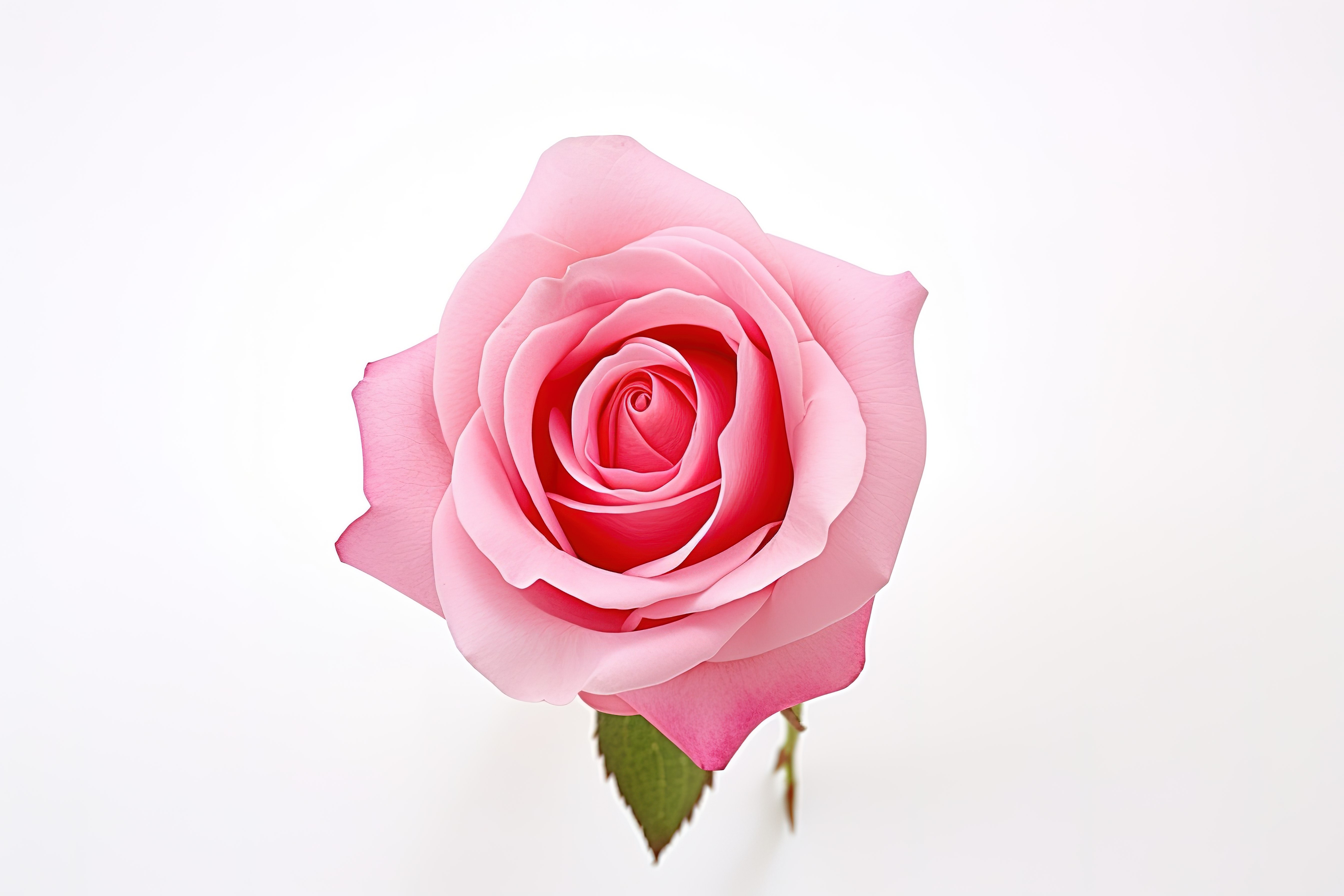 白色背景上的一朵粉红玫瑰图片
