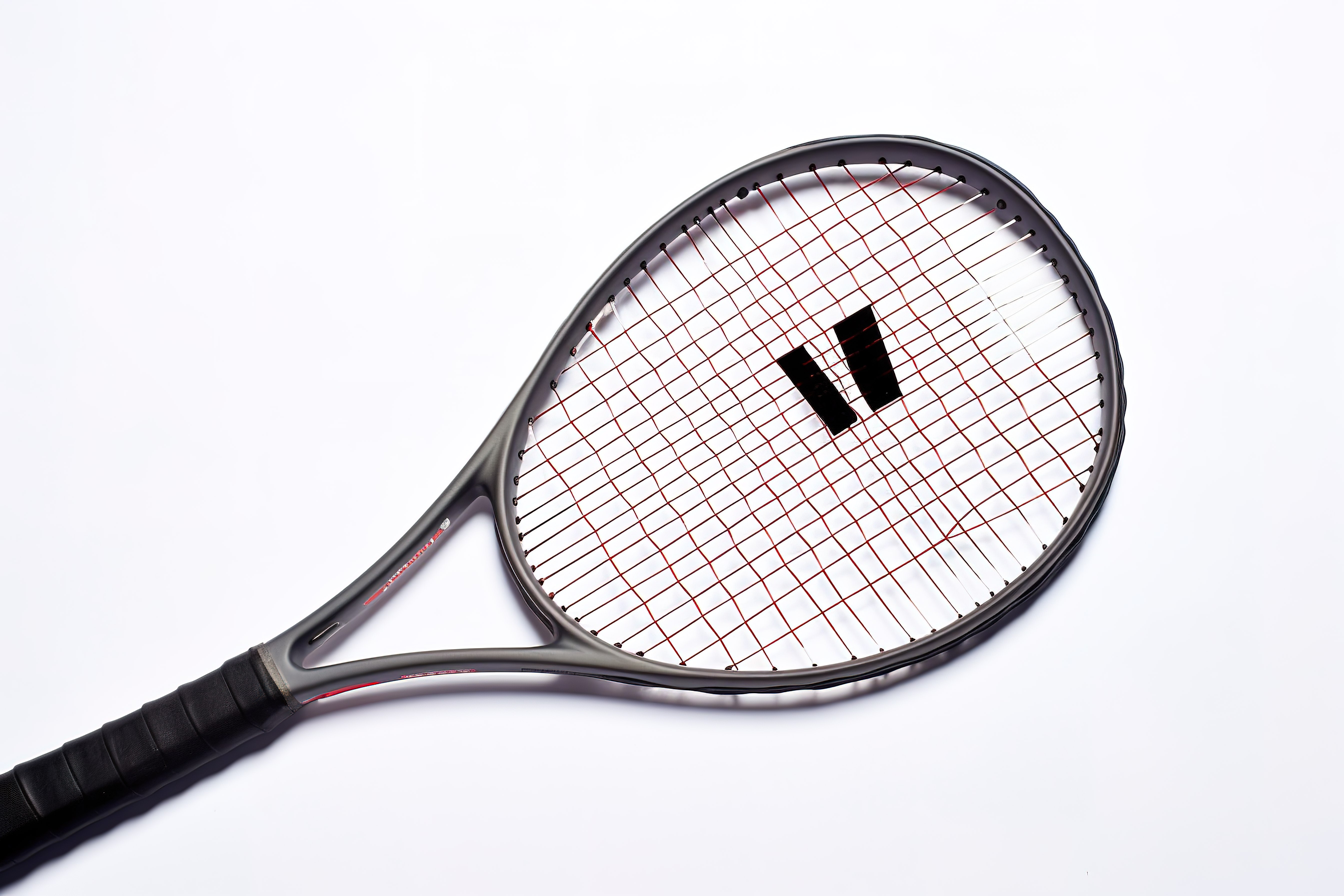 黑色网球拍，上面写着“win over it”图片