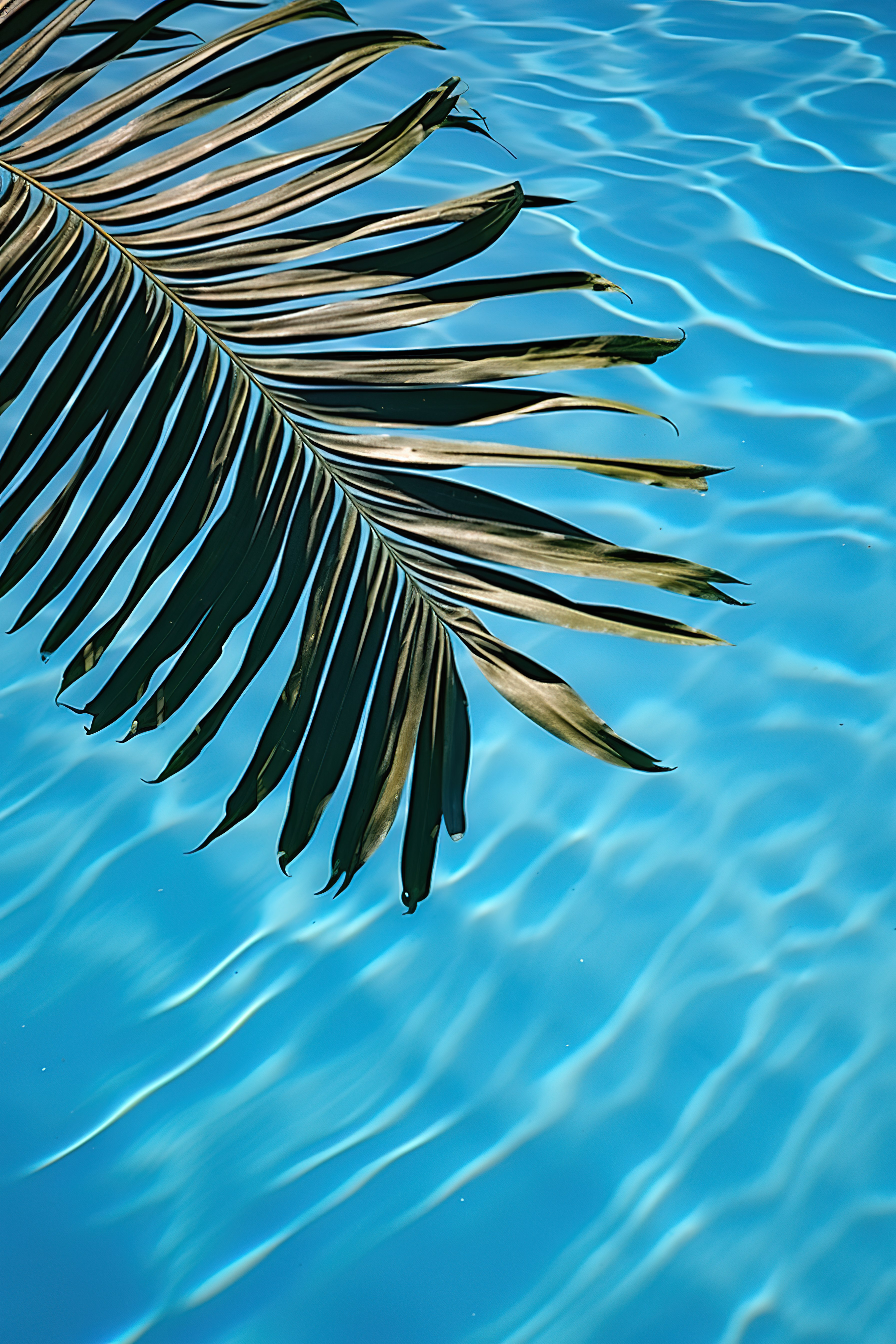 乔恩克斯Jon KS站在泳池里的大棕榈叶图片