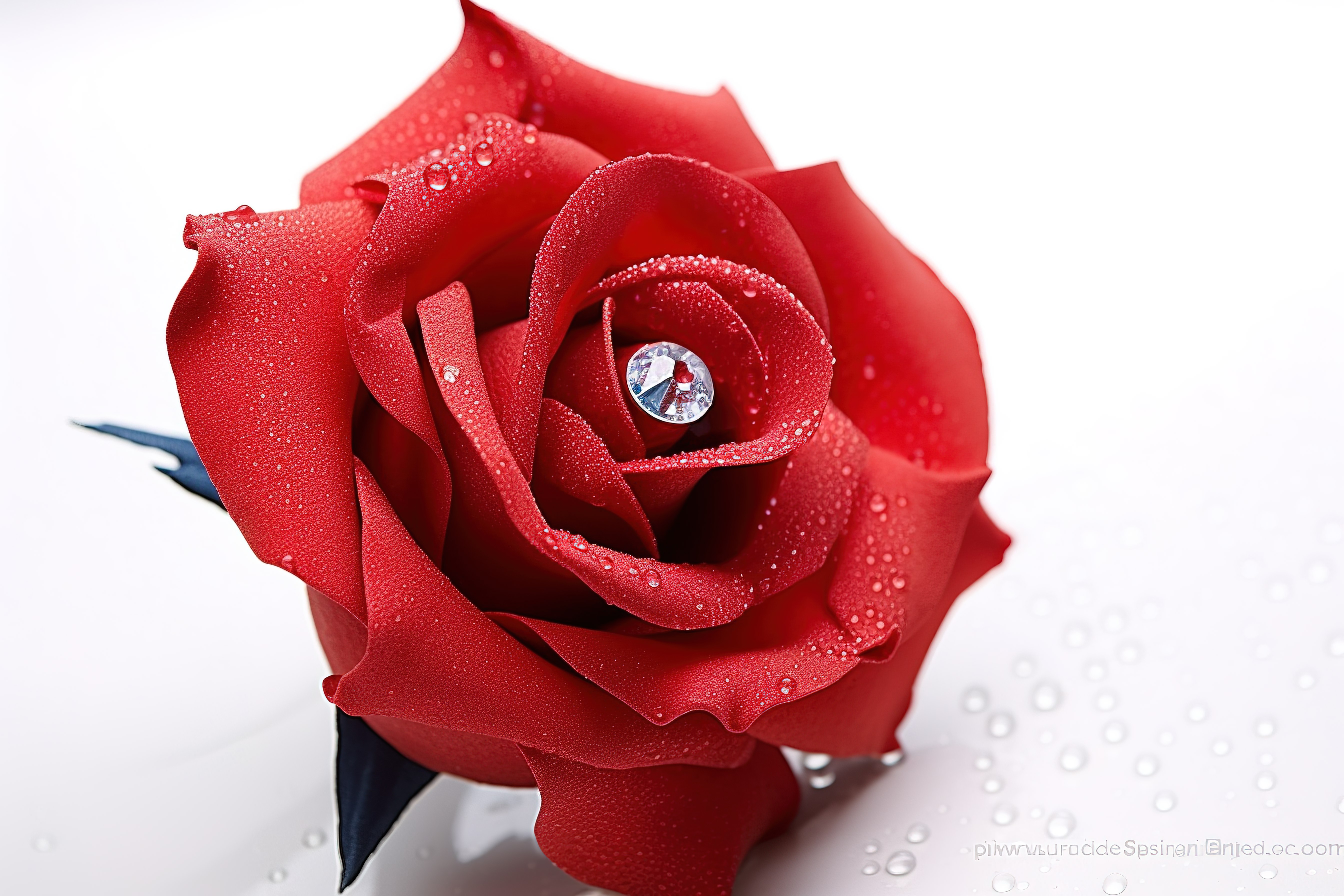 红玫瑰配蓝色珍珠和施华洛世奇水晶图片